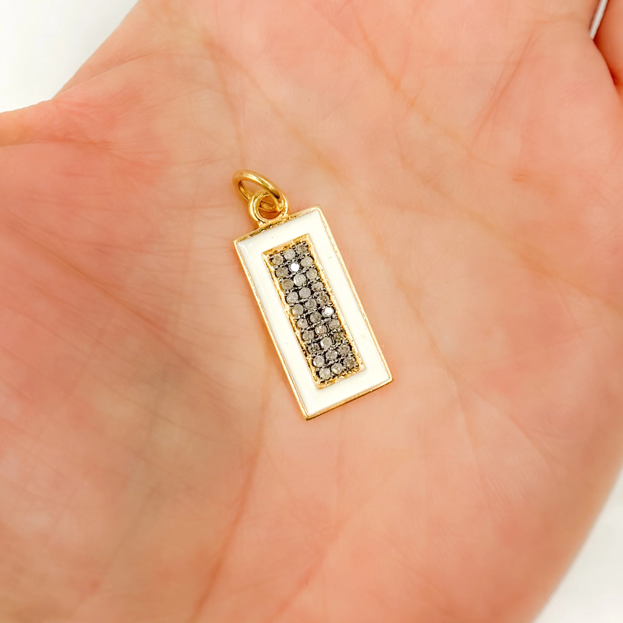 DC558A. Diamond Sterling Silver Rectangle Enamel Pendant - Image 2