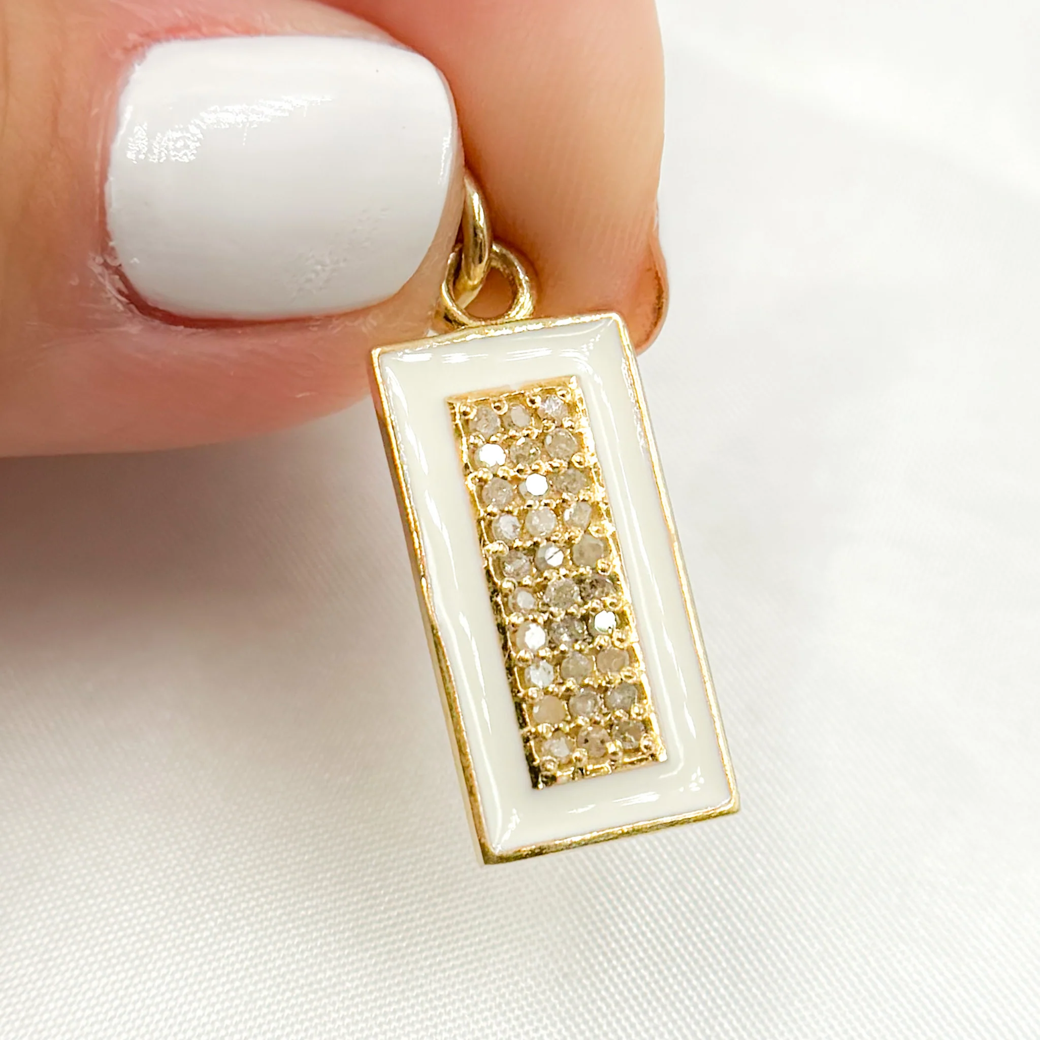 DC558A. Diamond Sterling Silver Rectangle Enamel Pendant - Image 3