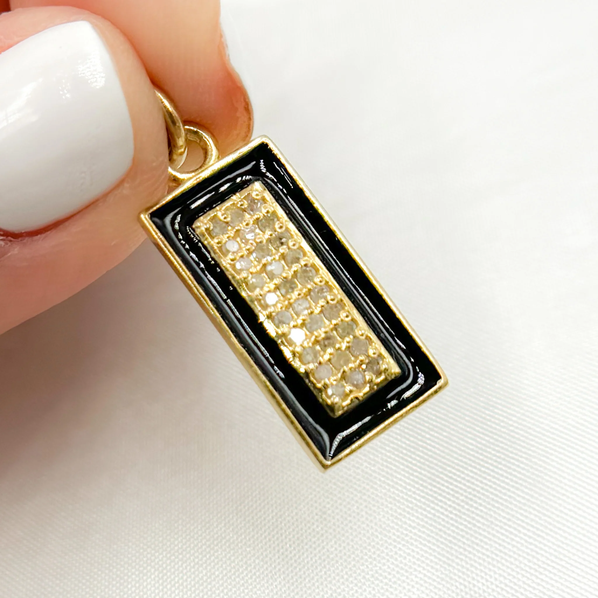 DC558A. Diamond Sterling Silver Rectangle Enamel Pendant - Image 4