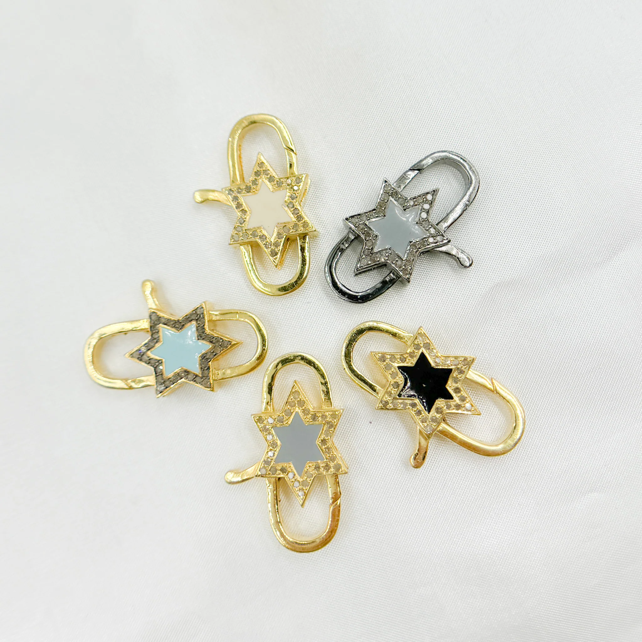 DC610A. Diamond Sterling Silver Star Enamel Trigger Clasp - Image 12