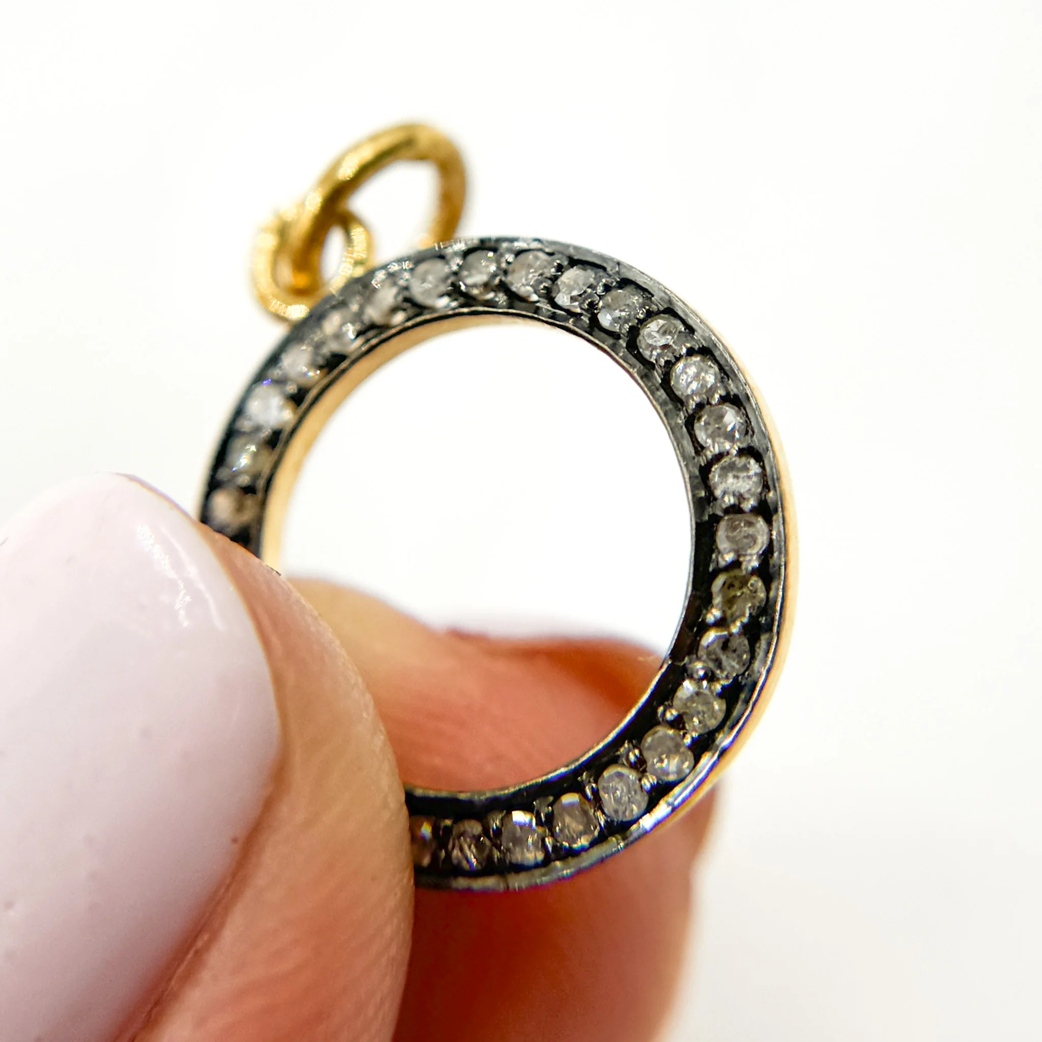 DC856. Diamond Sterling Silver Round Charm - Image 3