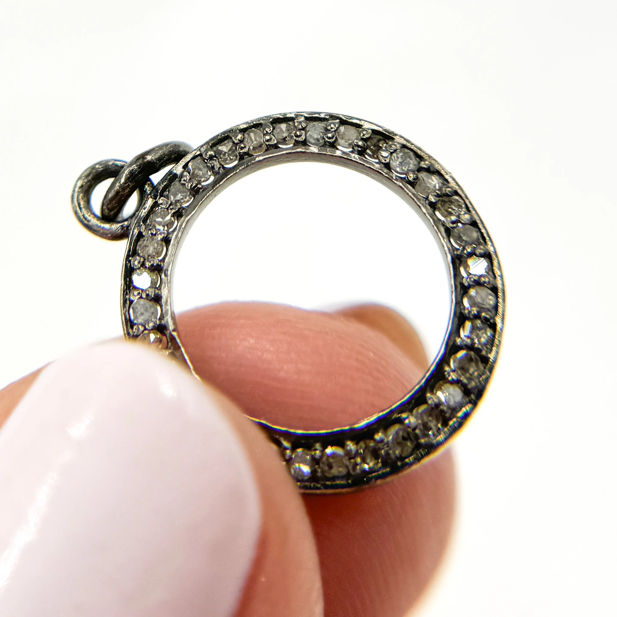 DC856. Diamond Sterling Silver Round Charm - Image 6