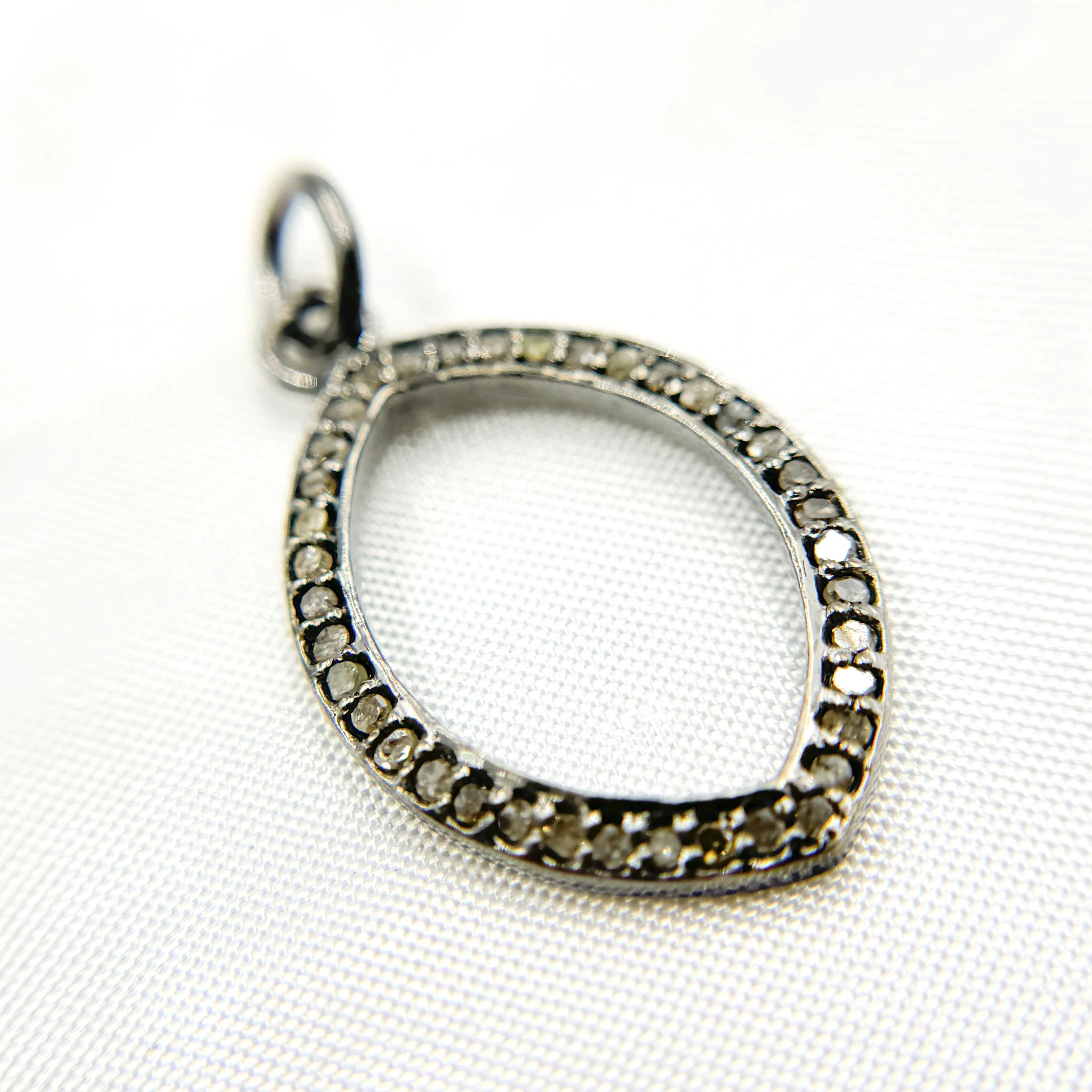 DC860. Diamond Sterling Silver Marquise Shape Pendant - Image 3