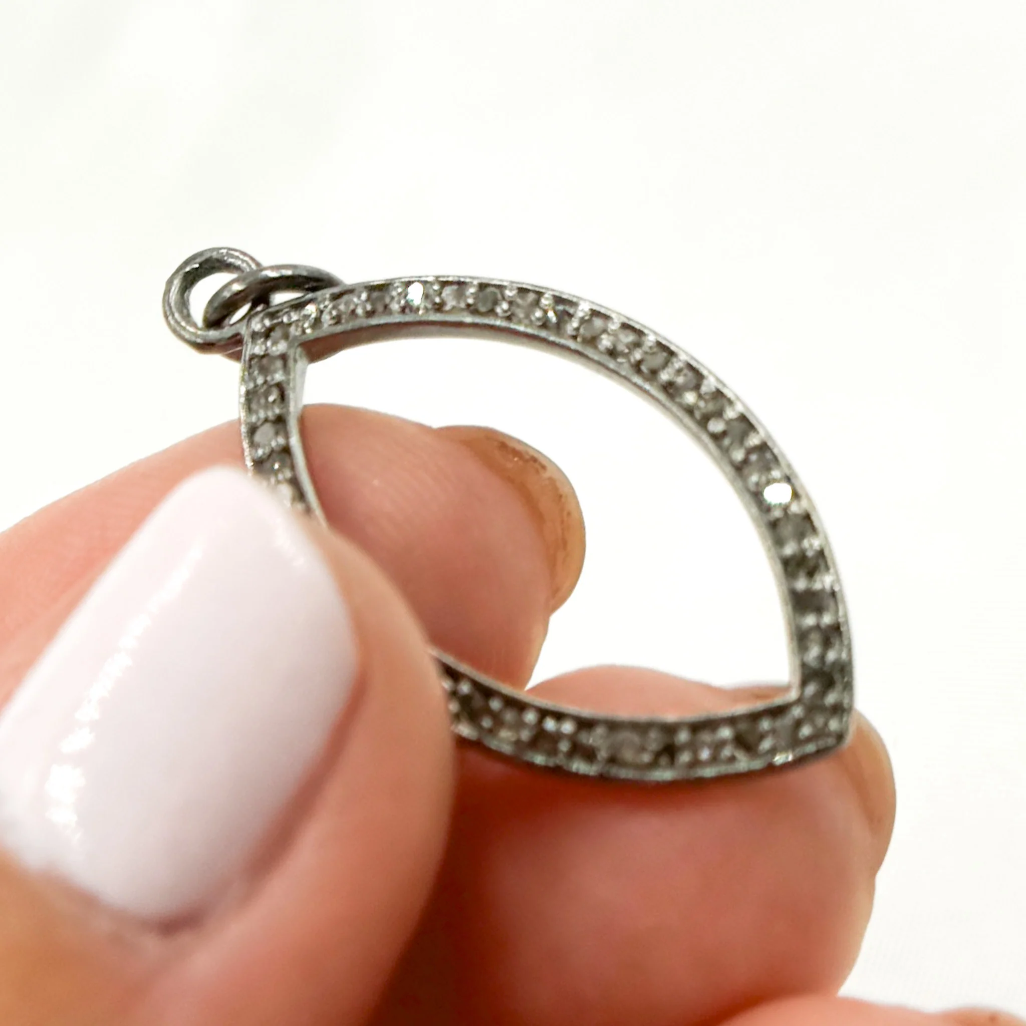 DC861. Diamond Sterling Silver Marquise Shape Pendant - Image 8