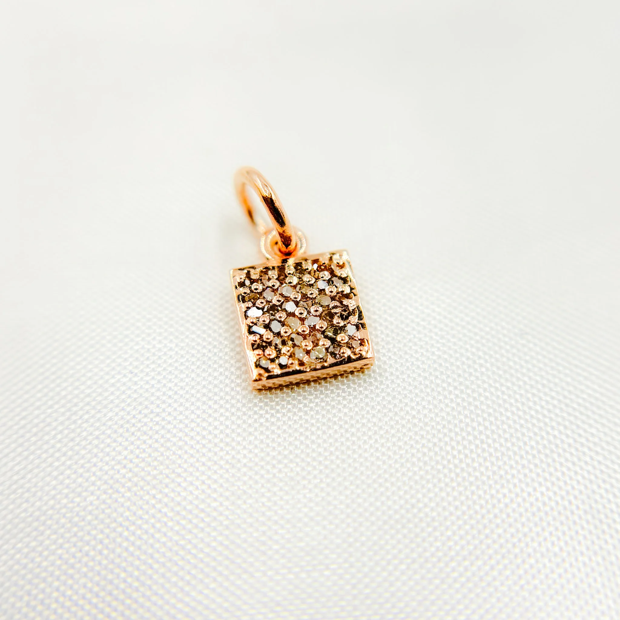 DC890. Diamond Sterling Silver Square Charm - Image 5