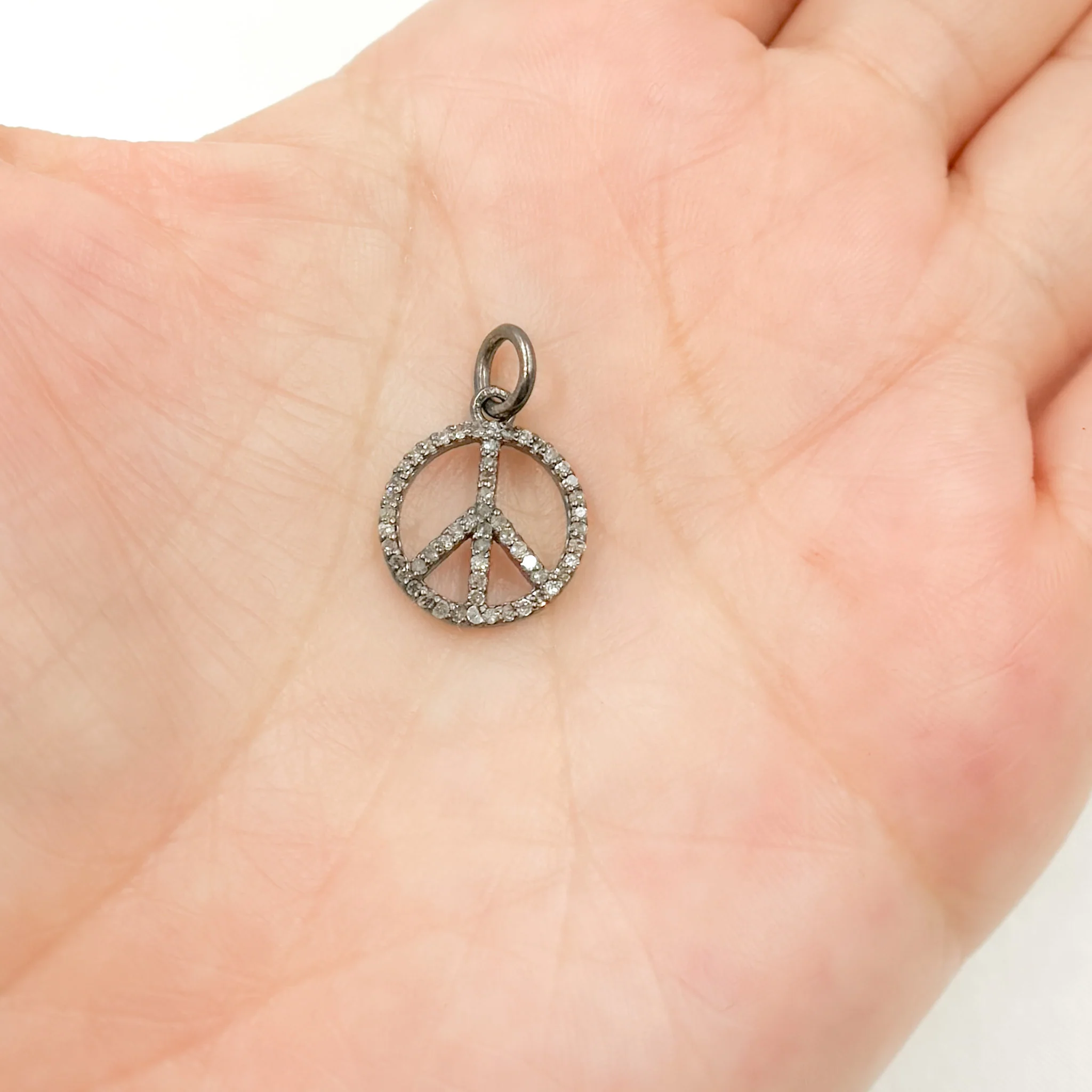 DC895. Diamond Sterling Silver Round Peace Charm - Image 2