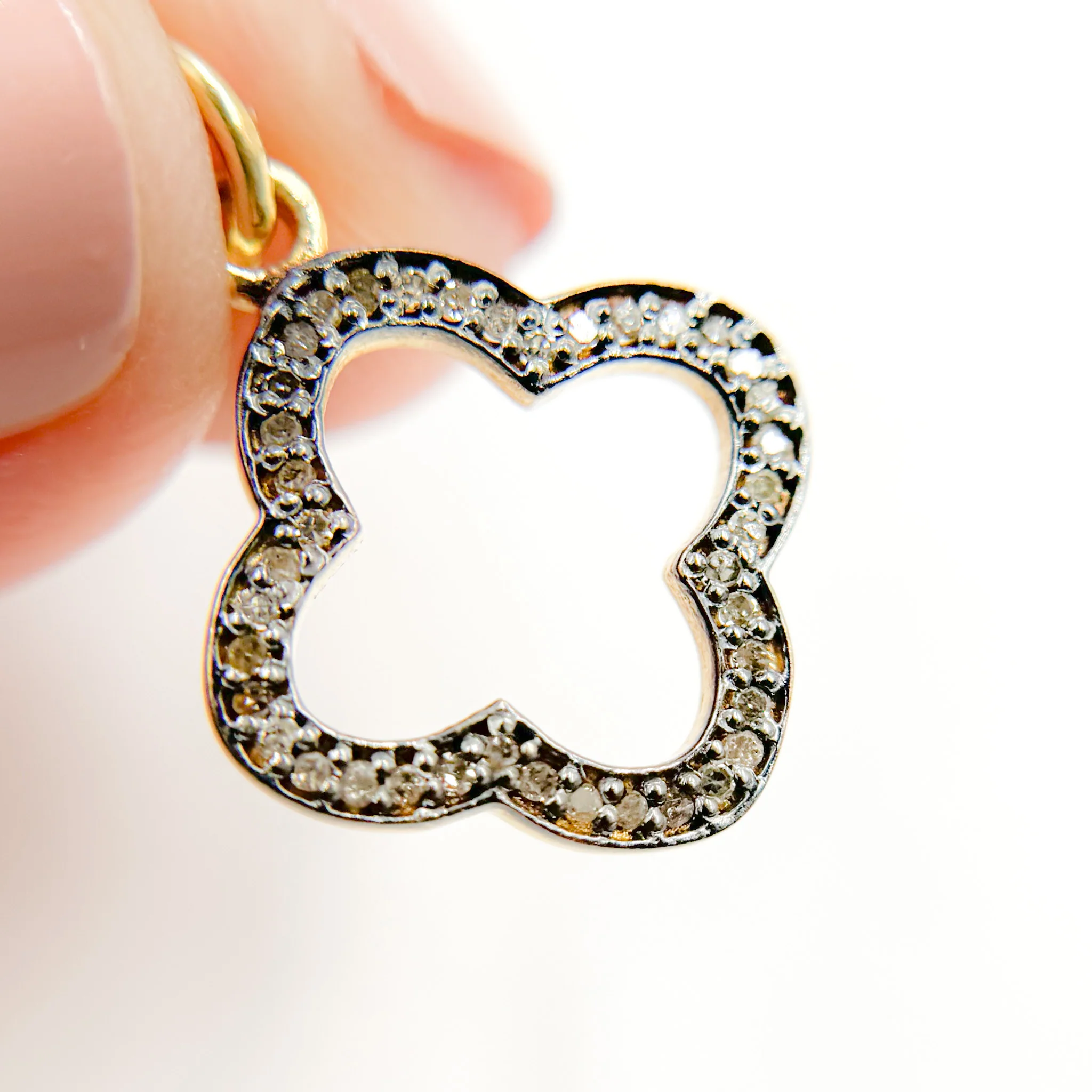 DC903. Diamond Sterling Silver Flower Charm - Image 5