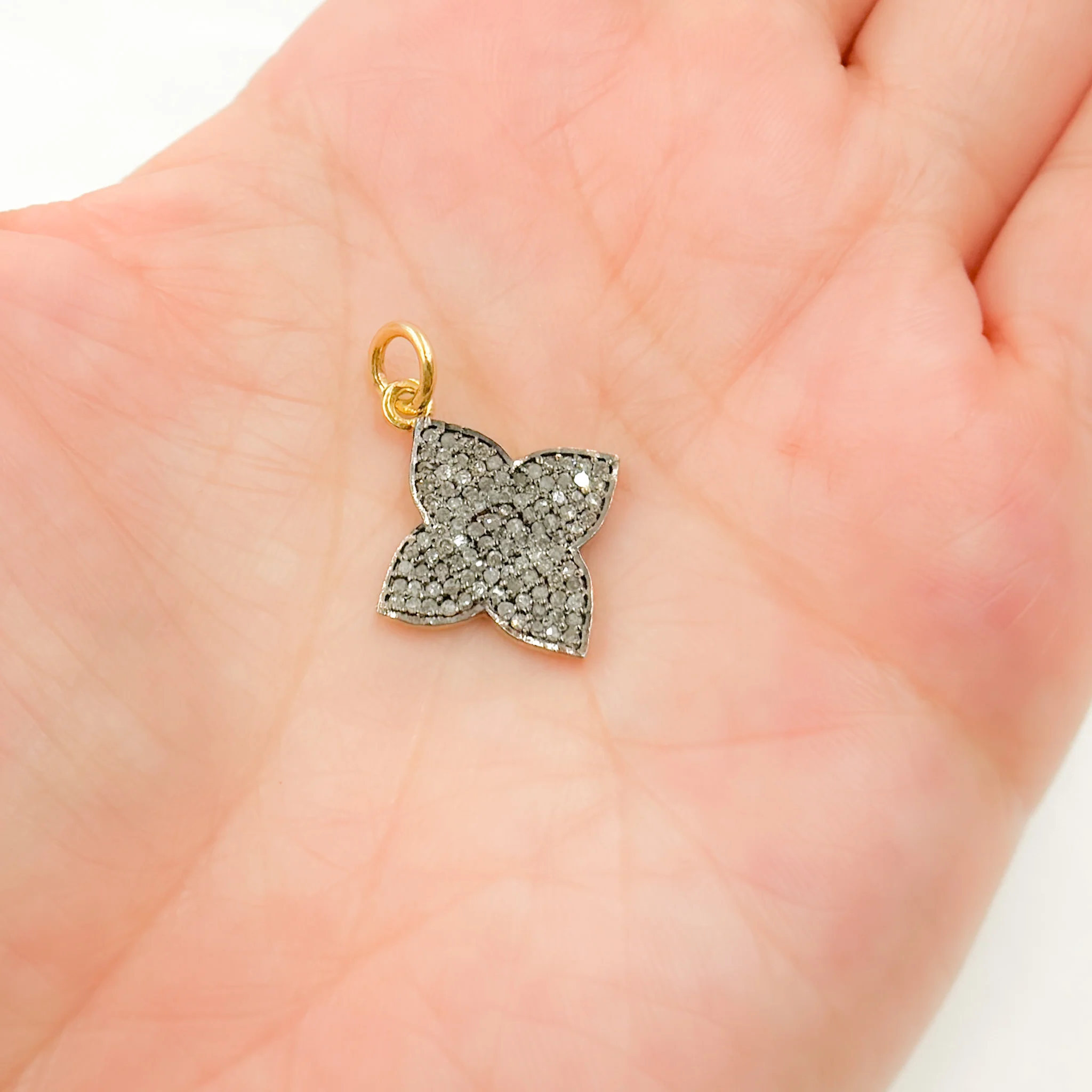 DC908. Diamond Sterling Silver Flower Pendant - Image 2