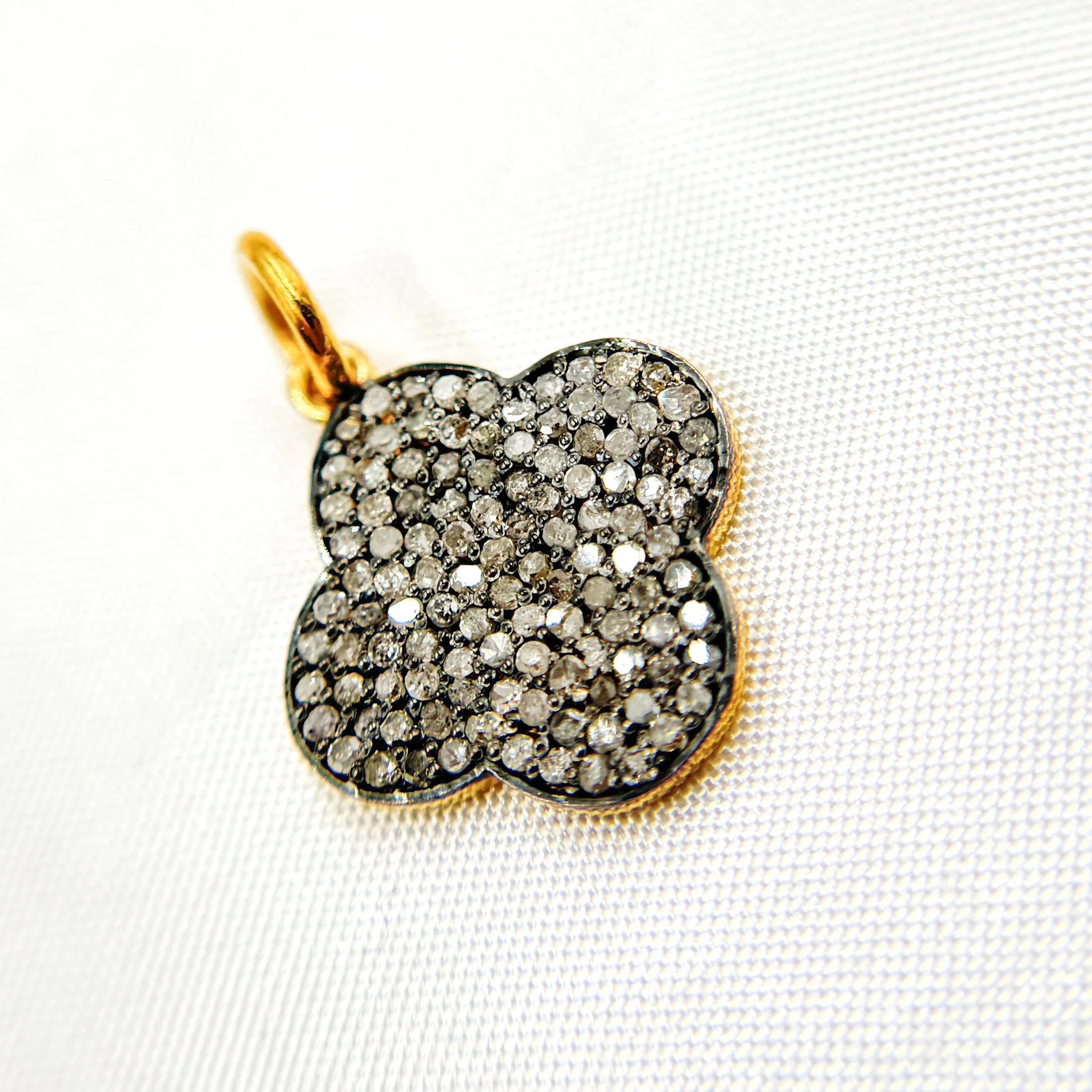 DC915. Diamond Sterling Silver Flower Charm - Image 4