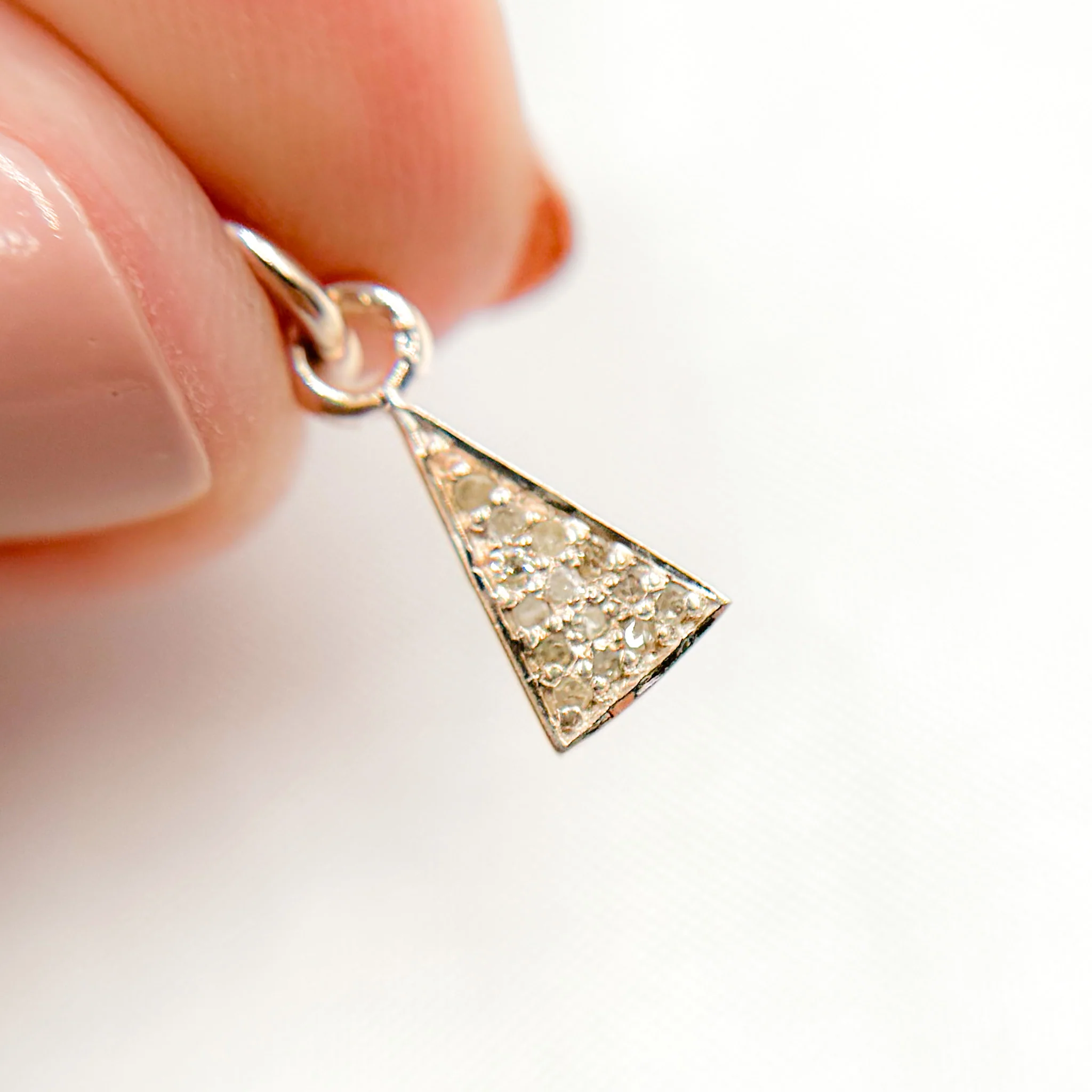 DC929. Diamond Sterling Silver Triangle Charm - Image 2