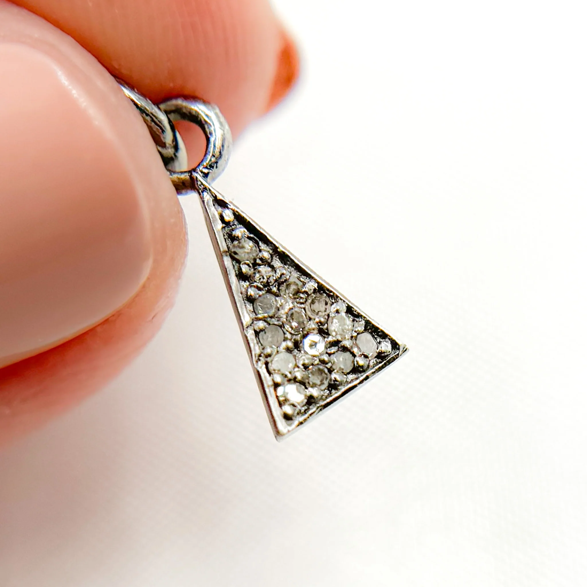 DC929. Diamond Sterling Silver Triangle Charm - Image 3