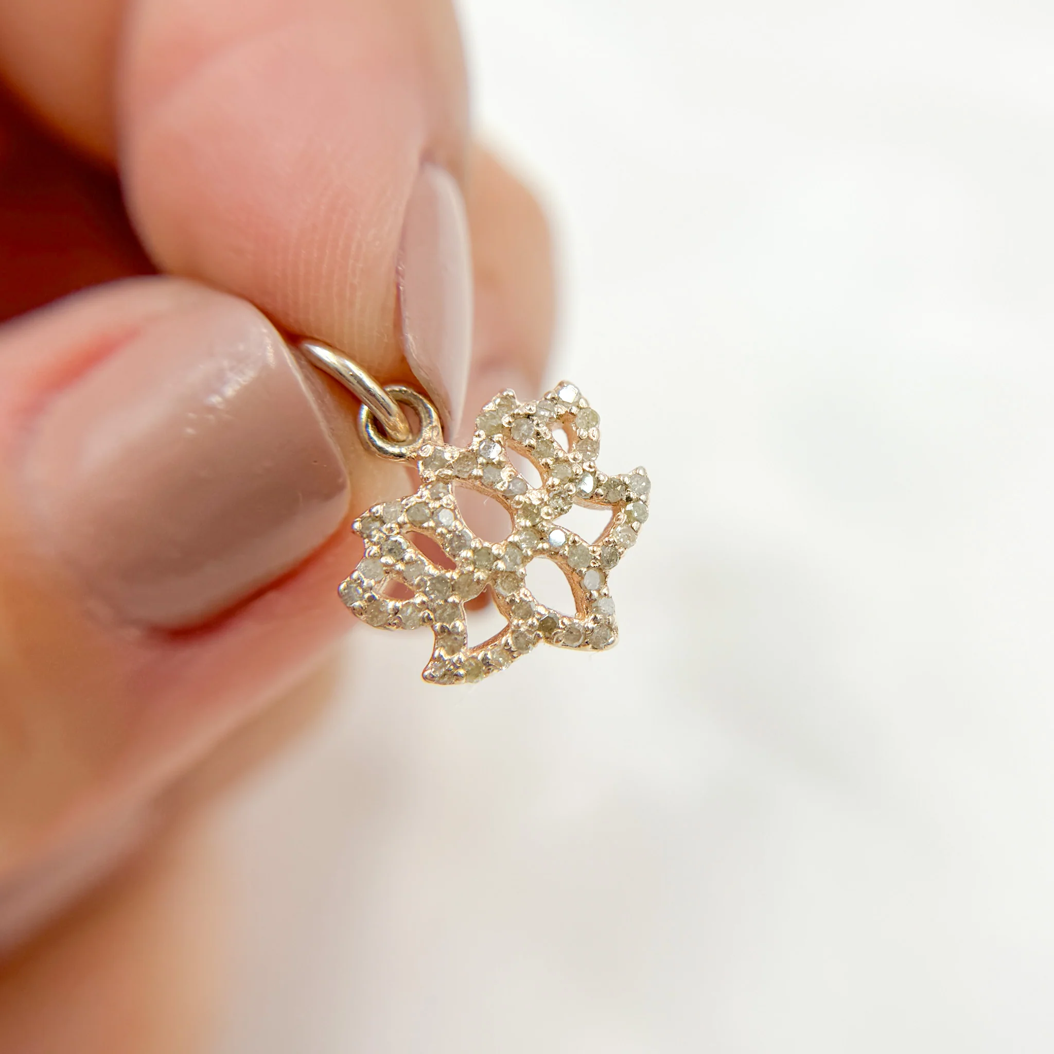 DC960. Diamond Sterling Silver Lotus Charm - Image 3