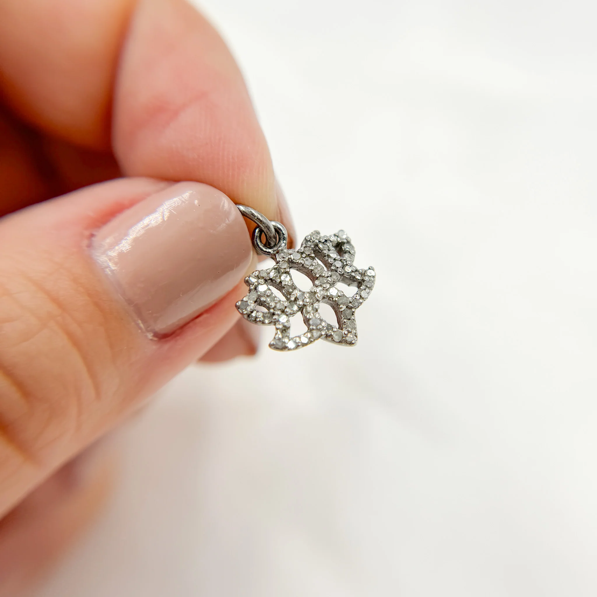 DC960. Diamond Sterling Silver Lotus Charm - Image 4
