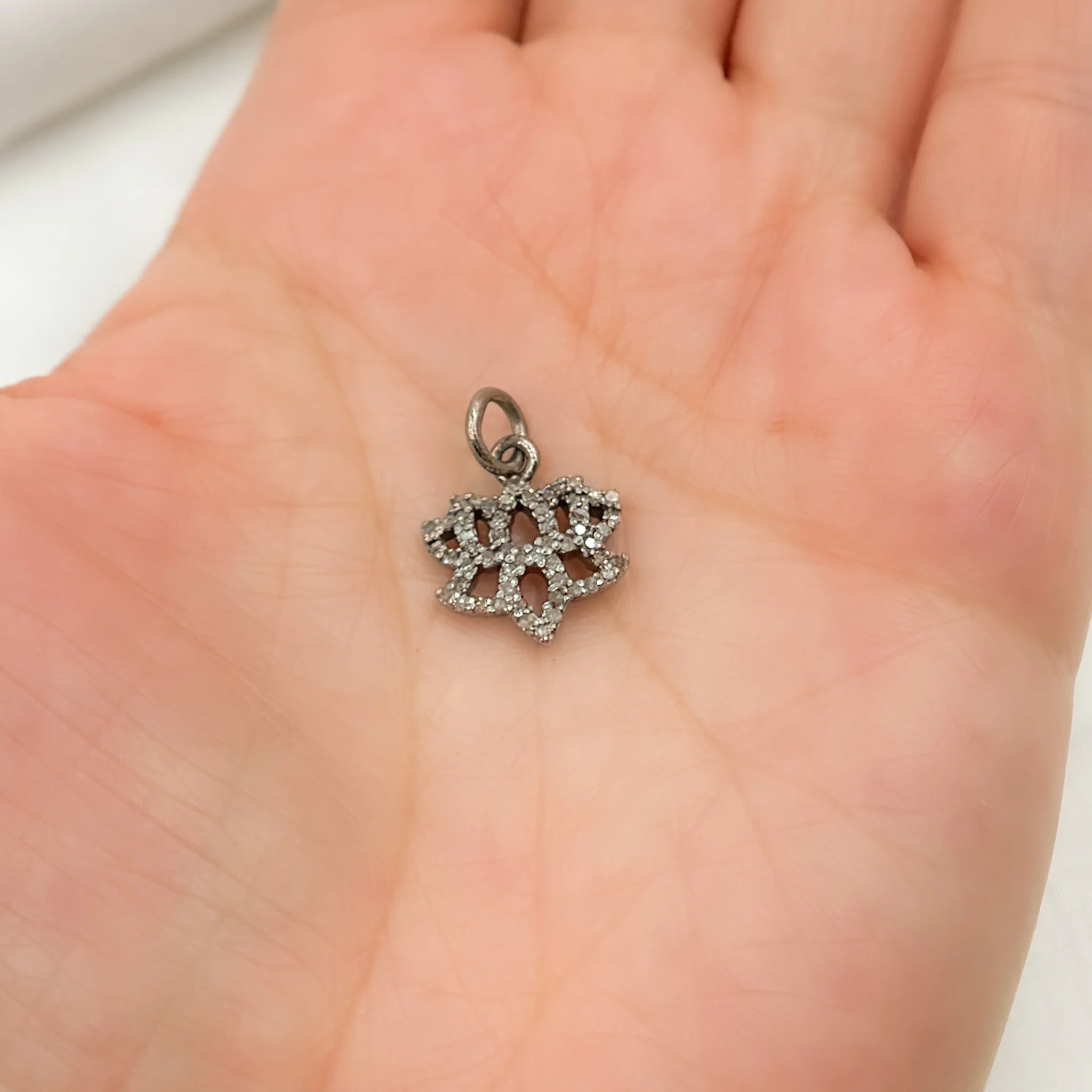 DC960. Diamond Sterling Silver Lotus Charm - Image 5