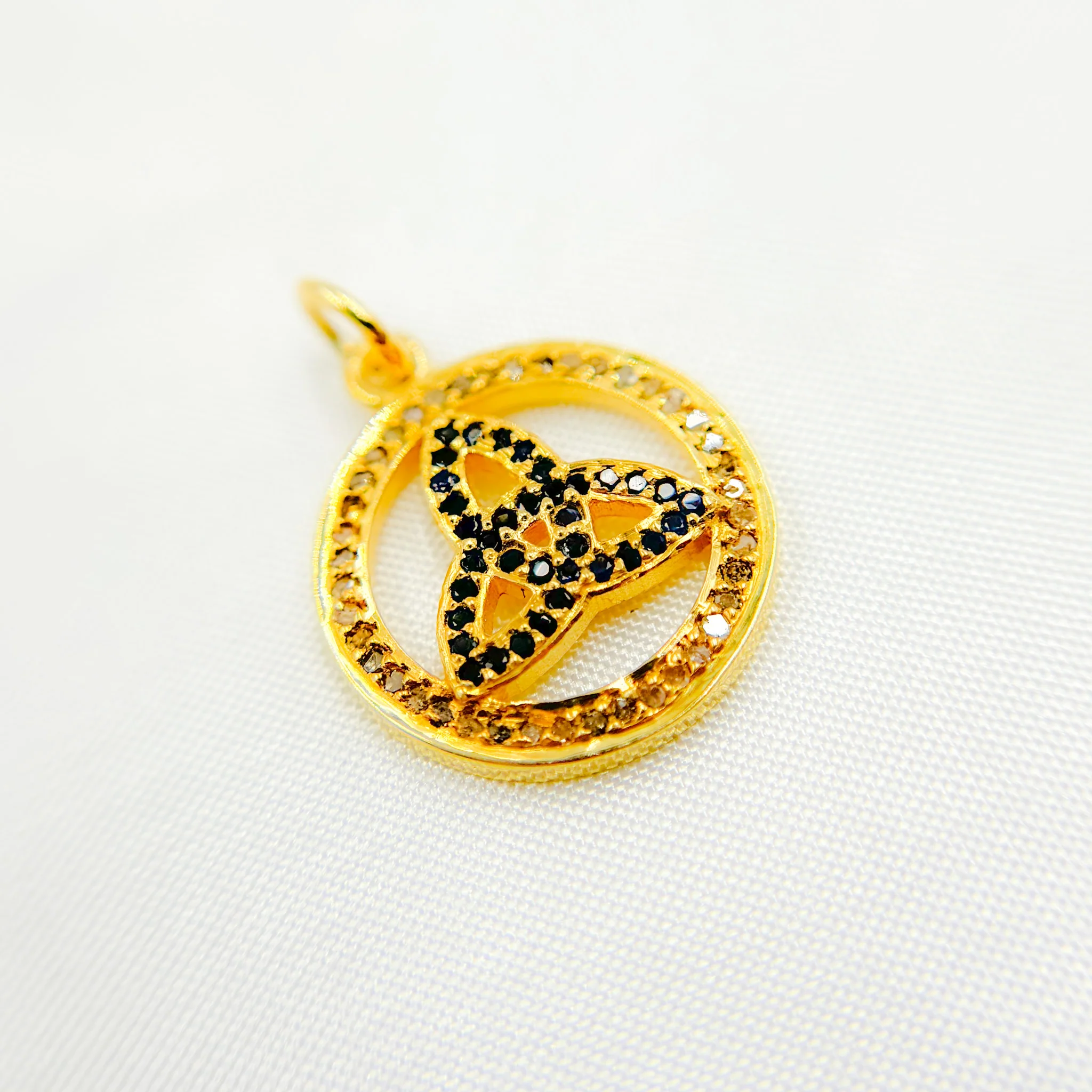 DC011. Diamond Sterling Silver Round Celtic Trinity Knot Pendant with Gemstone - Image 4