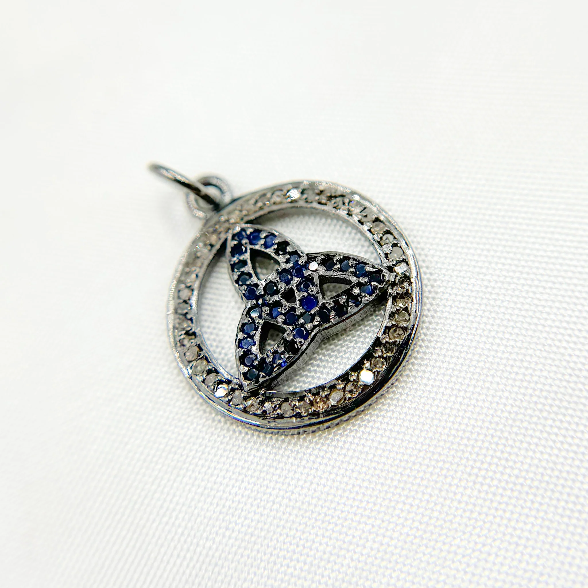 DC011. Diamond Sterling Silver Round Celtic Trinity Knot Pendant with Gemstone - Image 5
