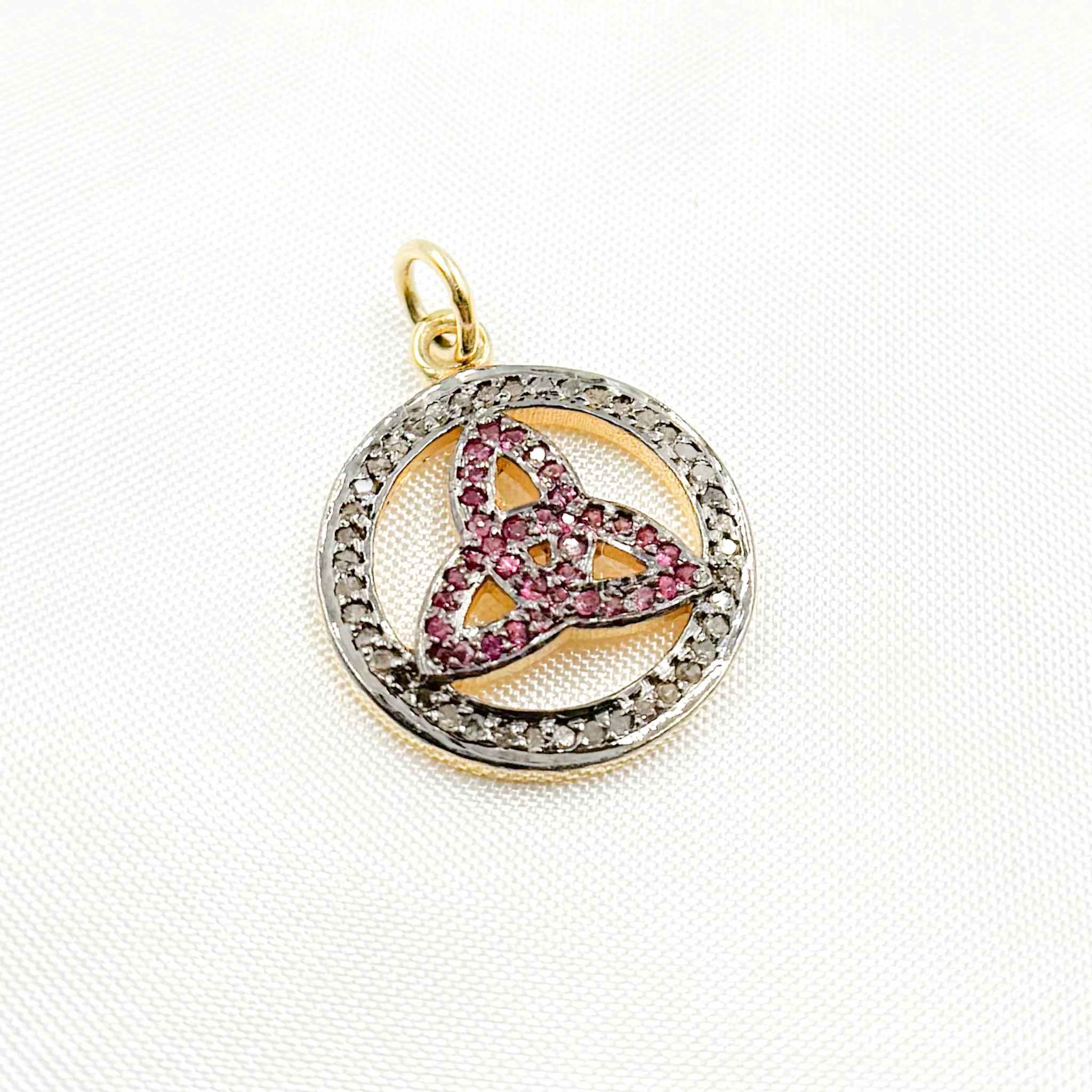 DC011. Diamond Sterling Silver Round Celtic Trinity Knot Pendant with Gemstone - Image 7