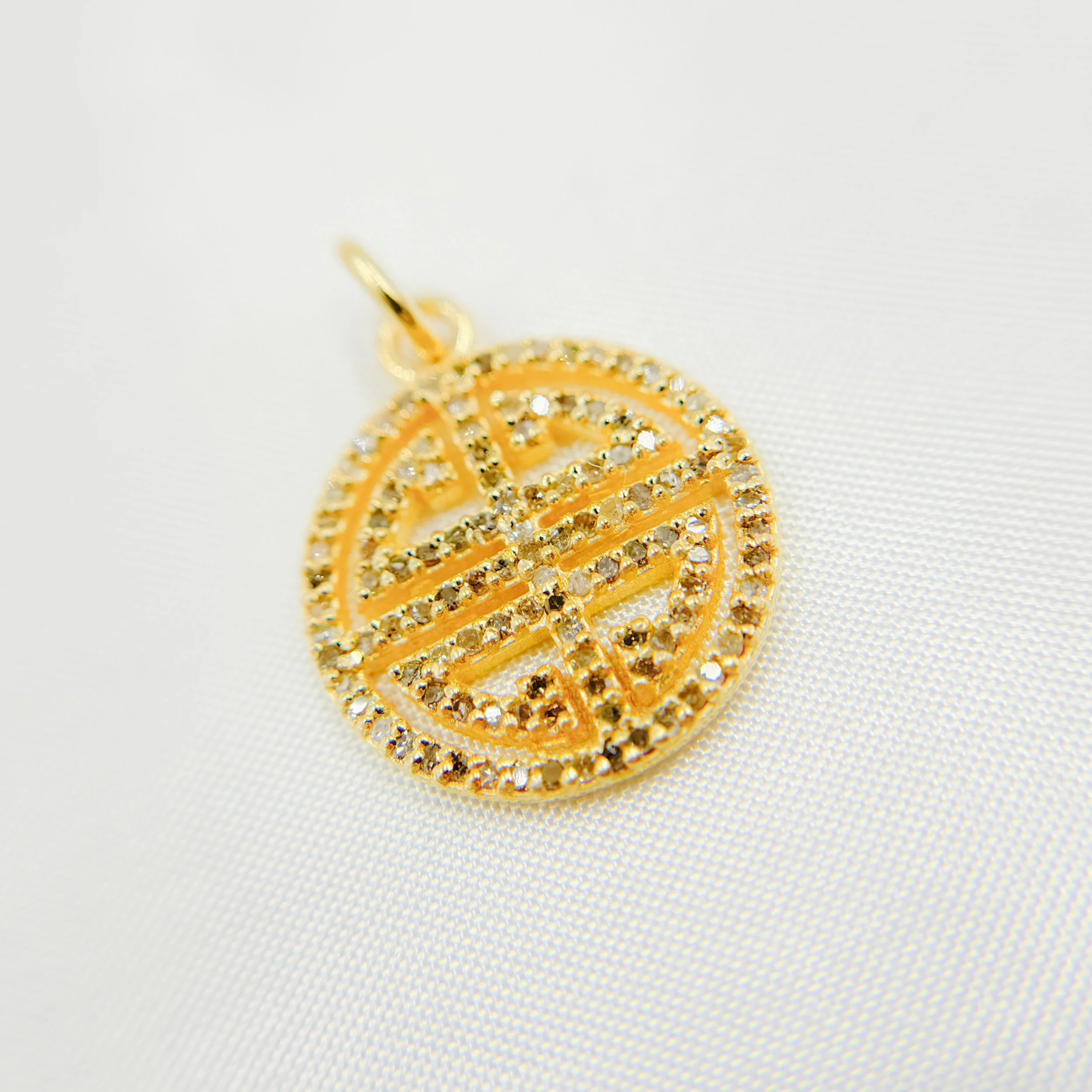 DC015. Diamond Sterling Silver Round Longevity Symbol Pendant - Image 5