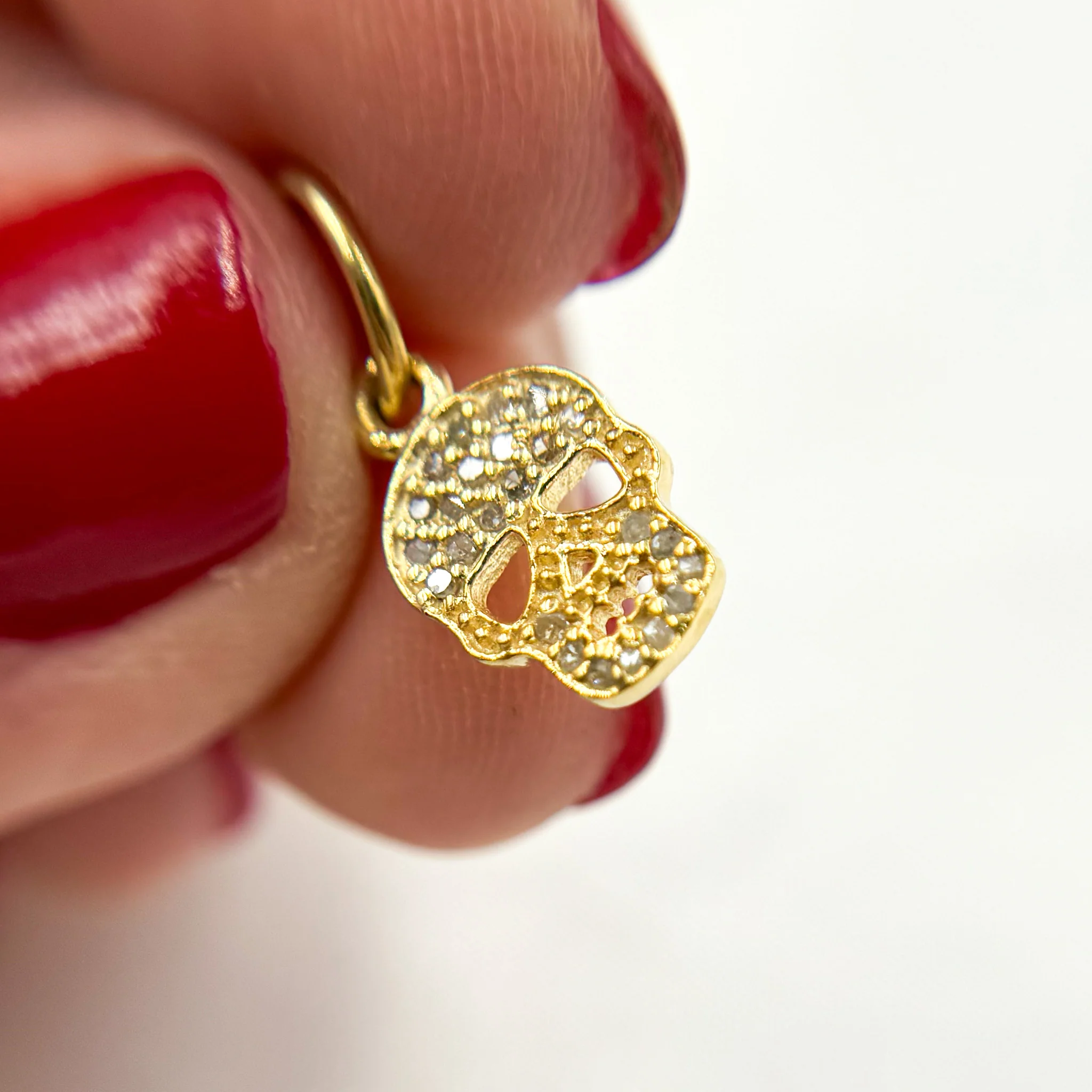 DC024. Diamond Sterling Silver Skull Charm - Image 2