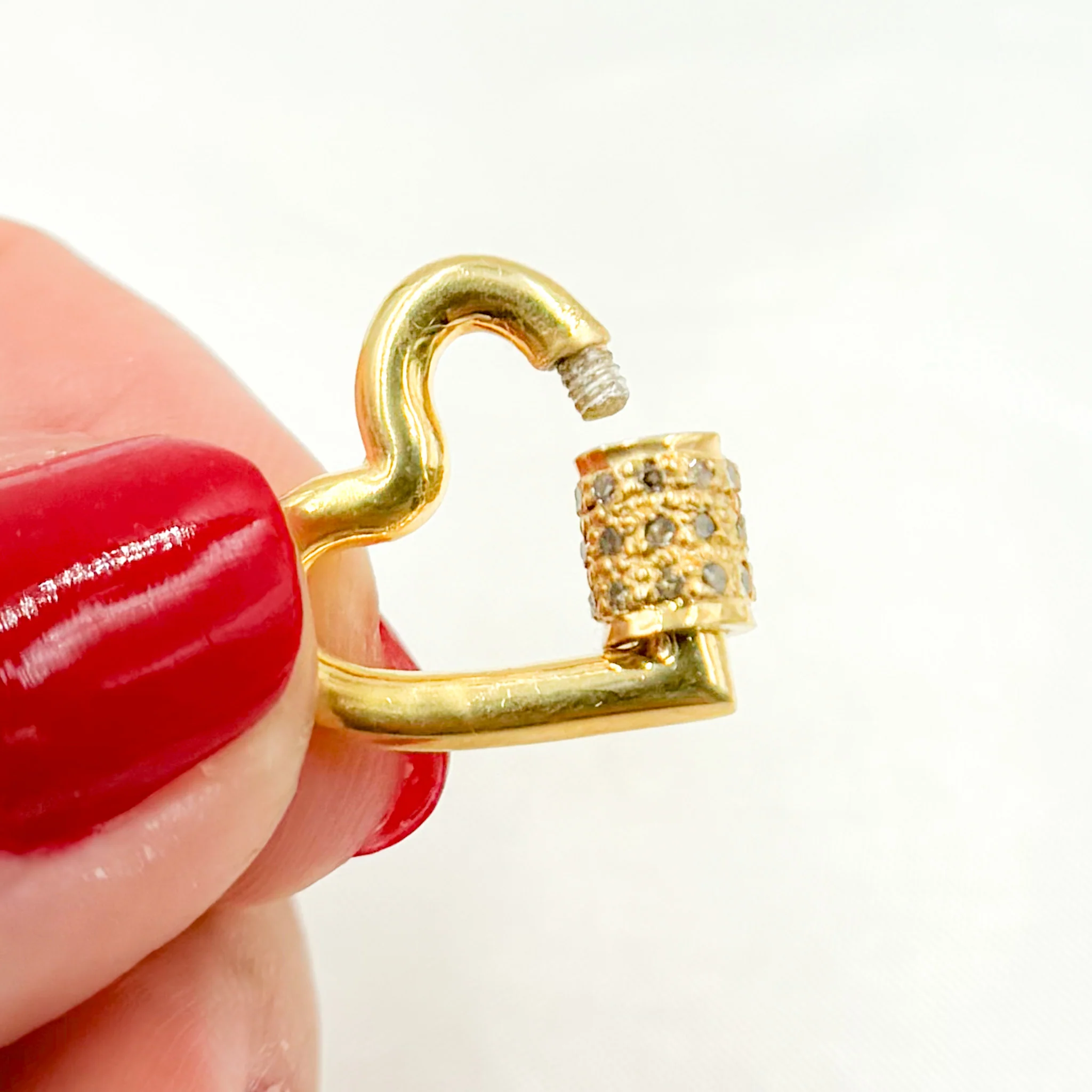 DC058A. Diamond Sterling Silver Heart Carabiner Clasp - Image 4