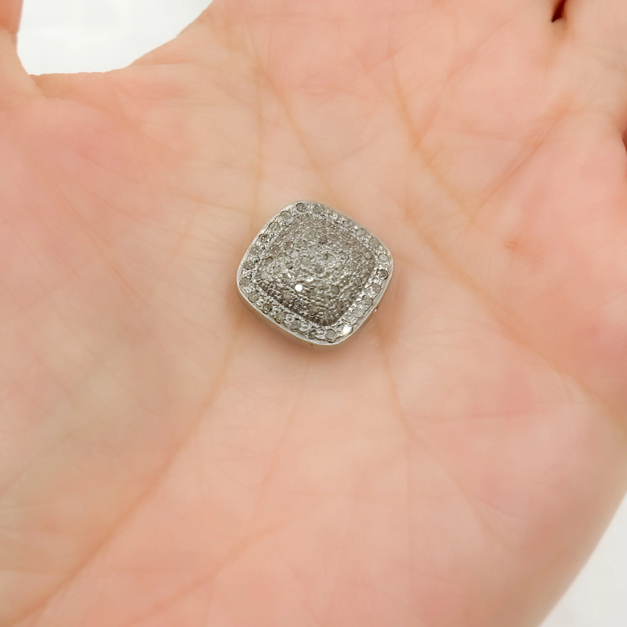 DC1008. Diamond & Sterling Silver Square Bead - Image 2