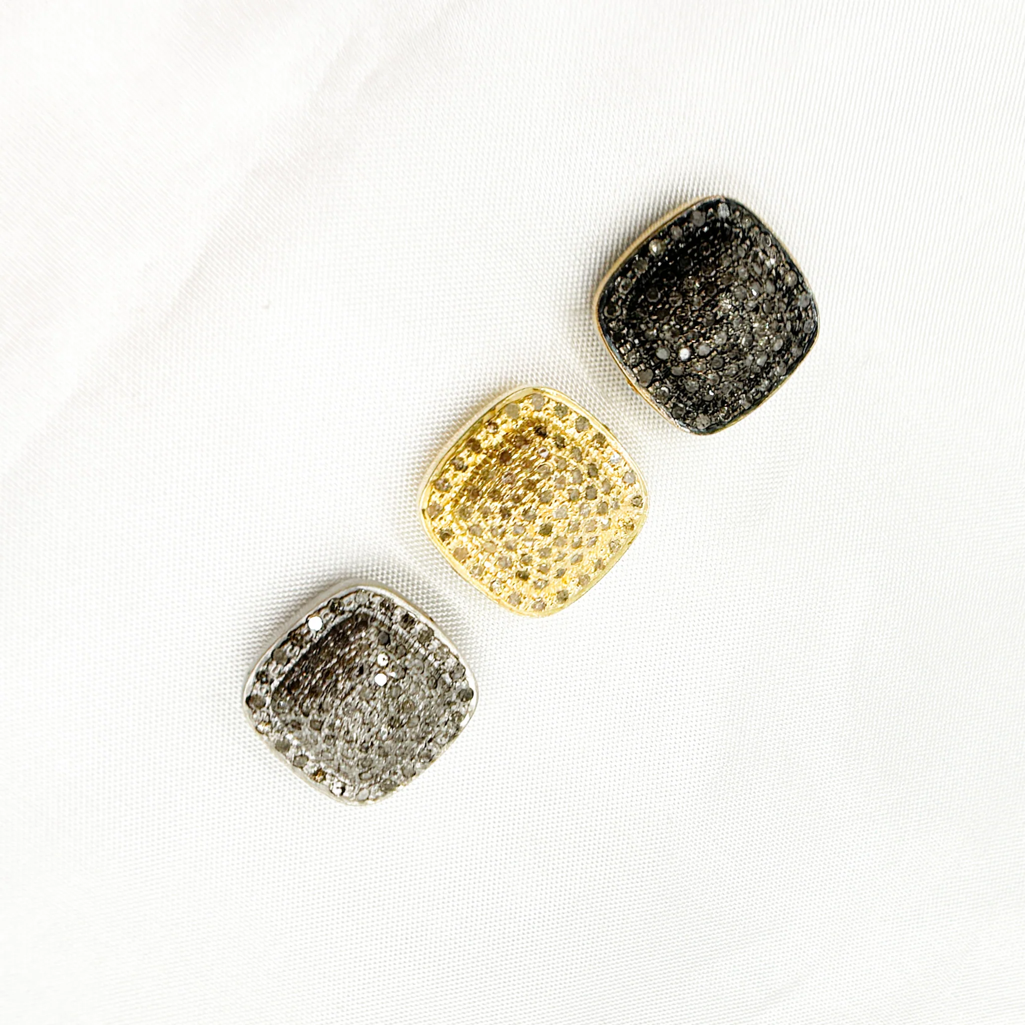 DC1008. Diamond & Sterling Silver Square Bead - Image 6
