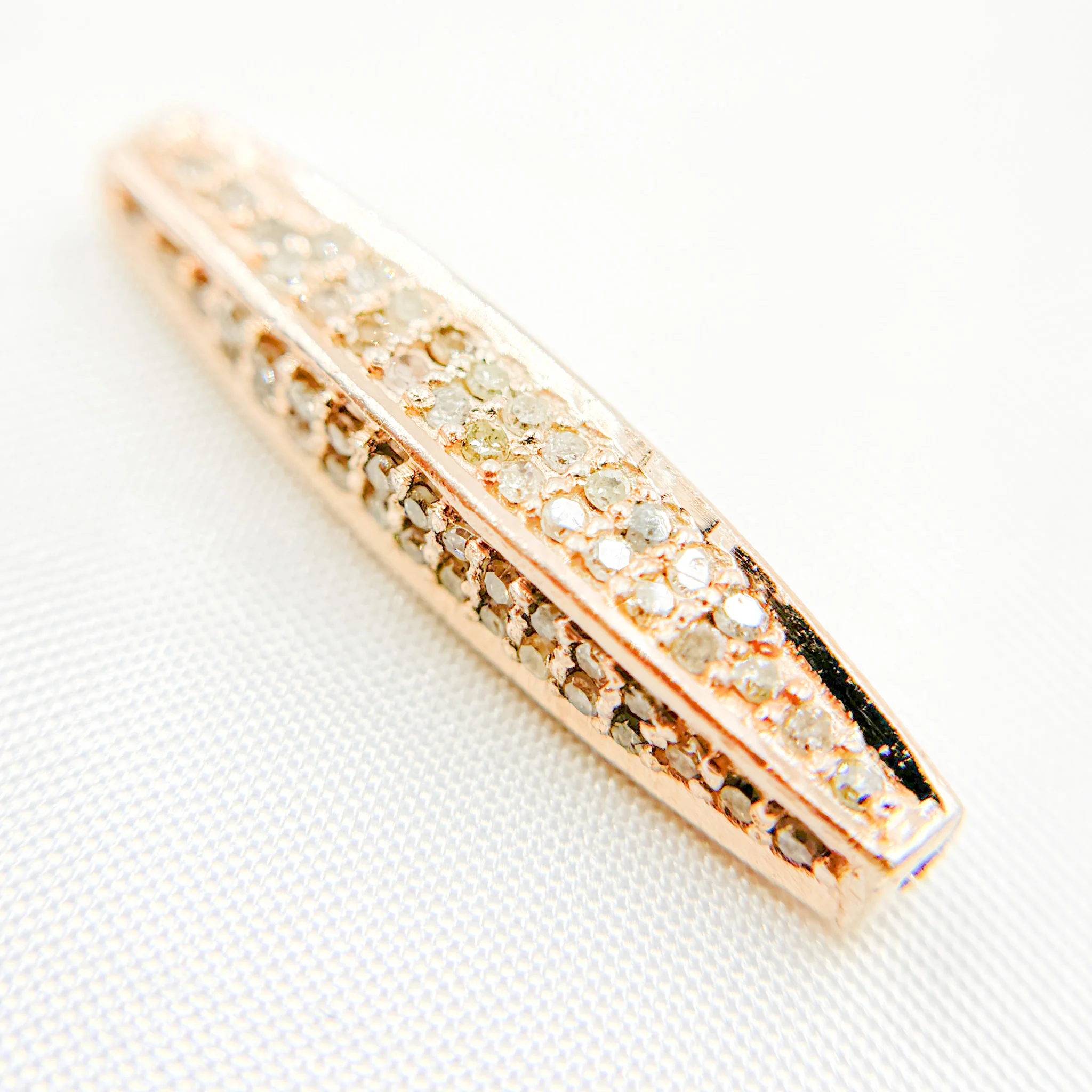 DC1009. Diamond & Sterling Silver Long Barrel Bead - Image 3