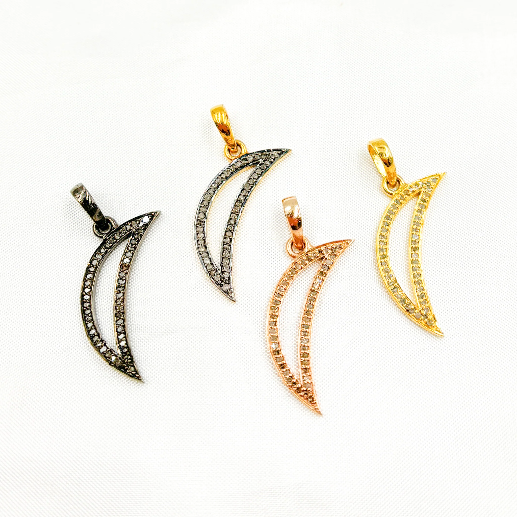 DC122. Diamond Sterling Silver Moon Pendant