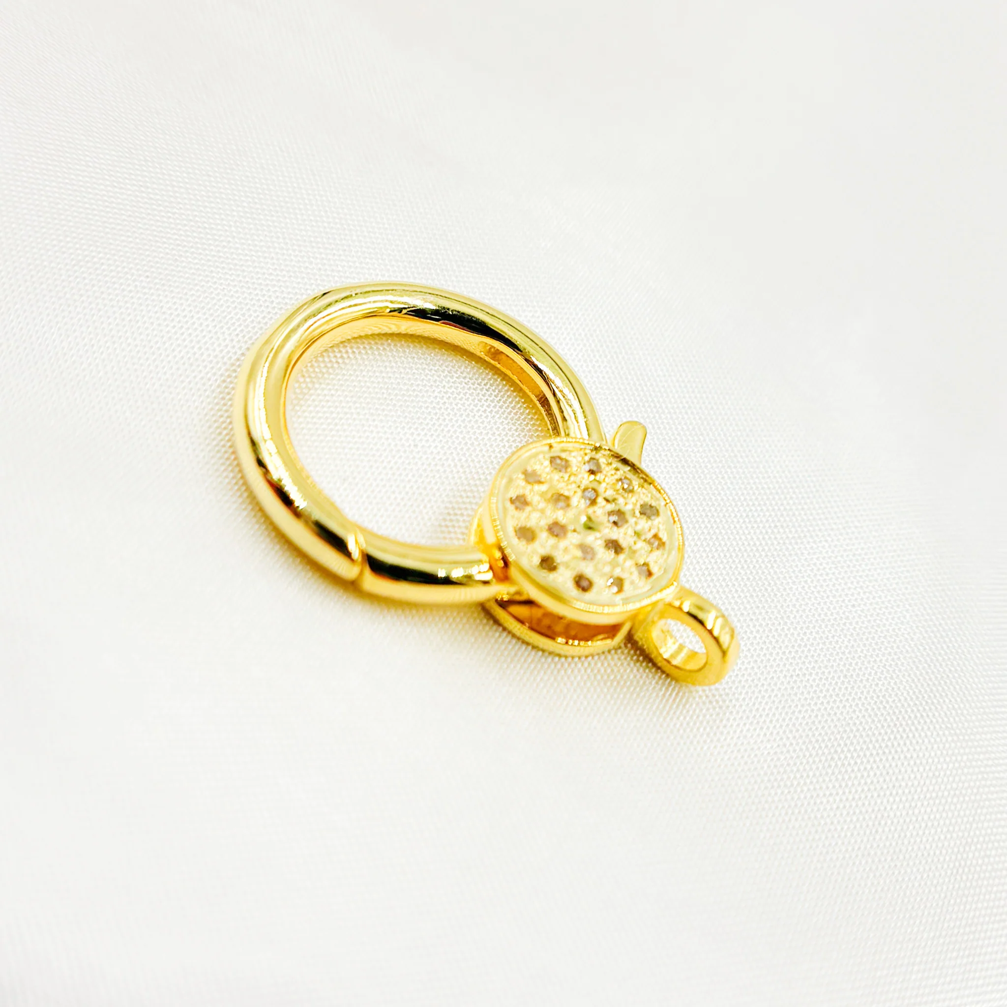 DC126. Diamond Gold Plated Sterling Silver Round Shape Trigger Clasp - Image 3