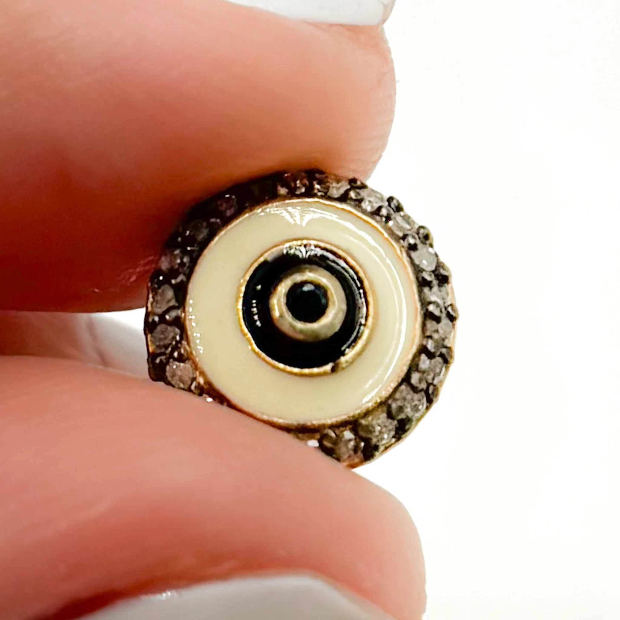 DC142A. Diamond Sterling Silver Round Enamel Bead with Gemstone - Image 9