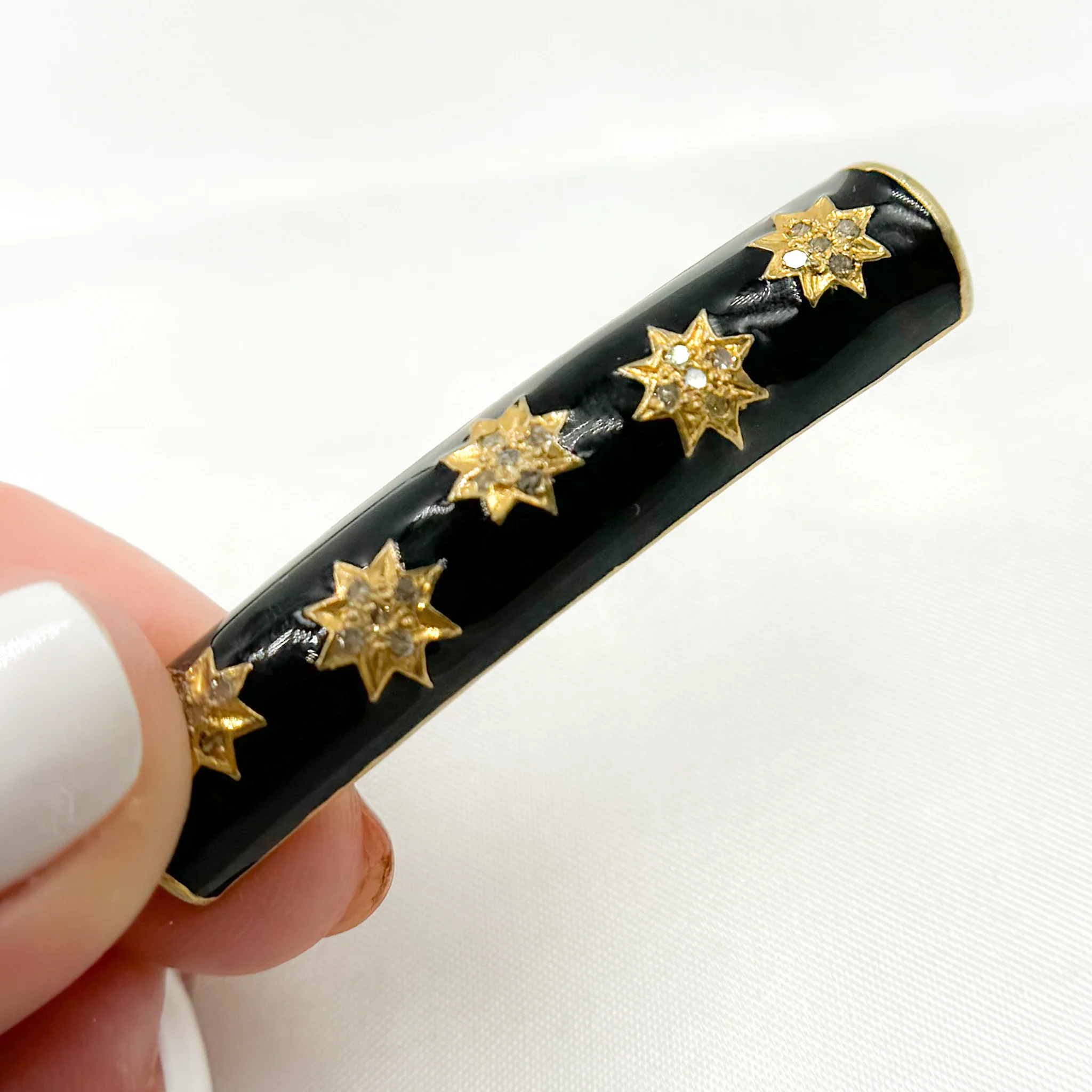 DC150A. Diamond Sterling Silver Long Rectangle Star Enamel Connector - Image 5