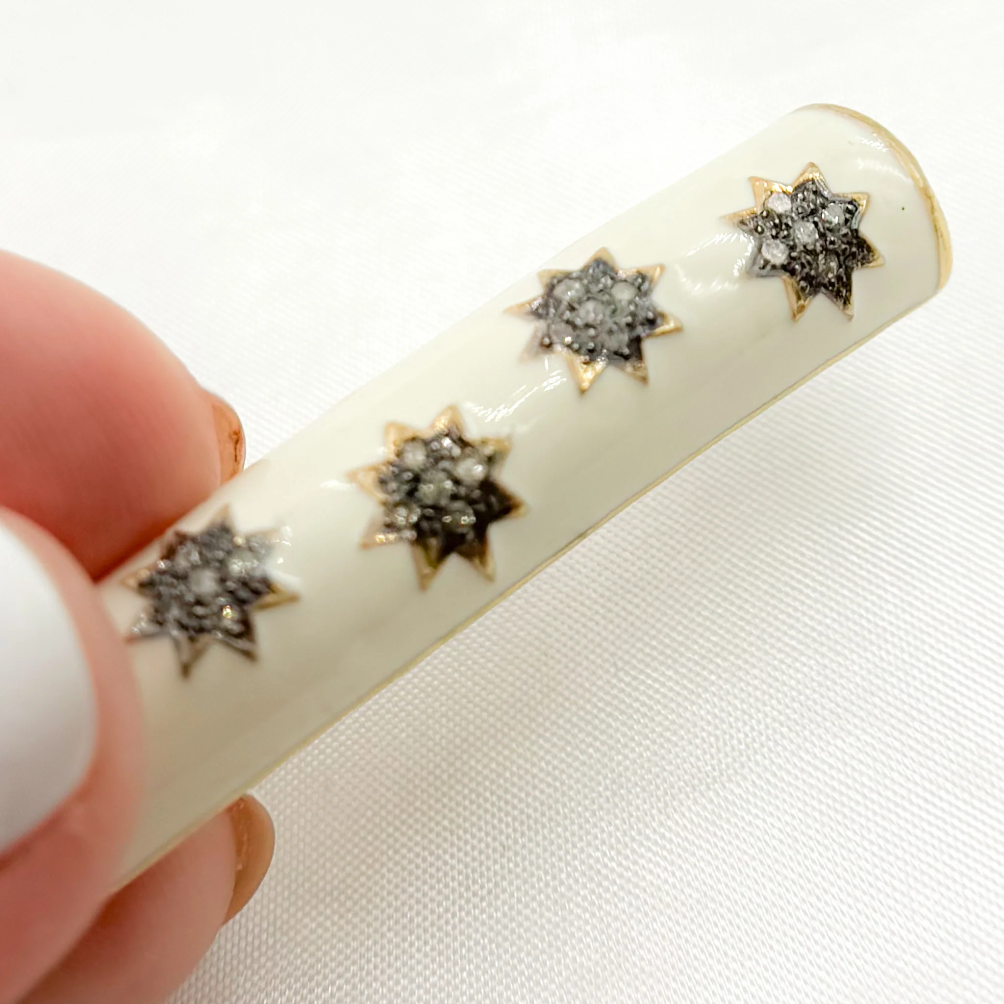 DC150A. Diamond Sterling Silver Long Rectangle Star Enamel Connector - Image 7