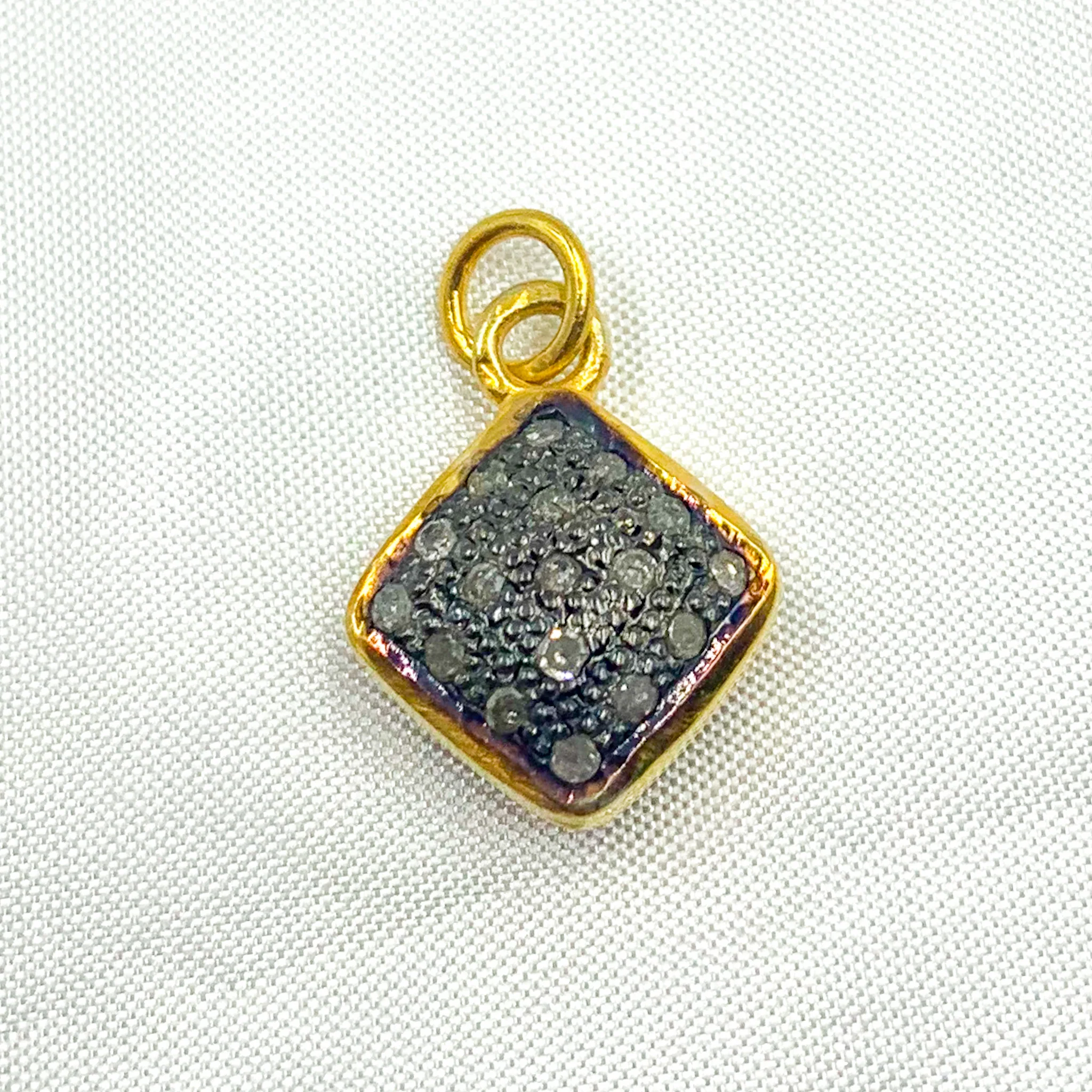 DC163. Diamond Sterling Silver Square Charm - Image 4