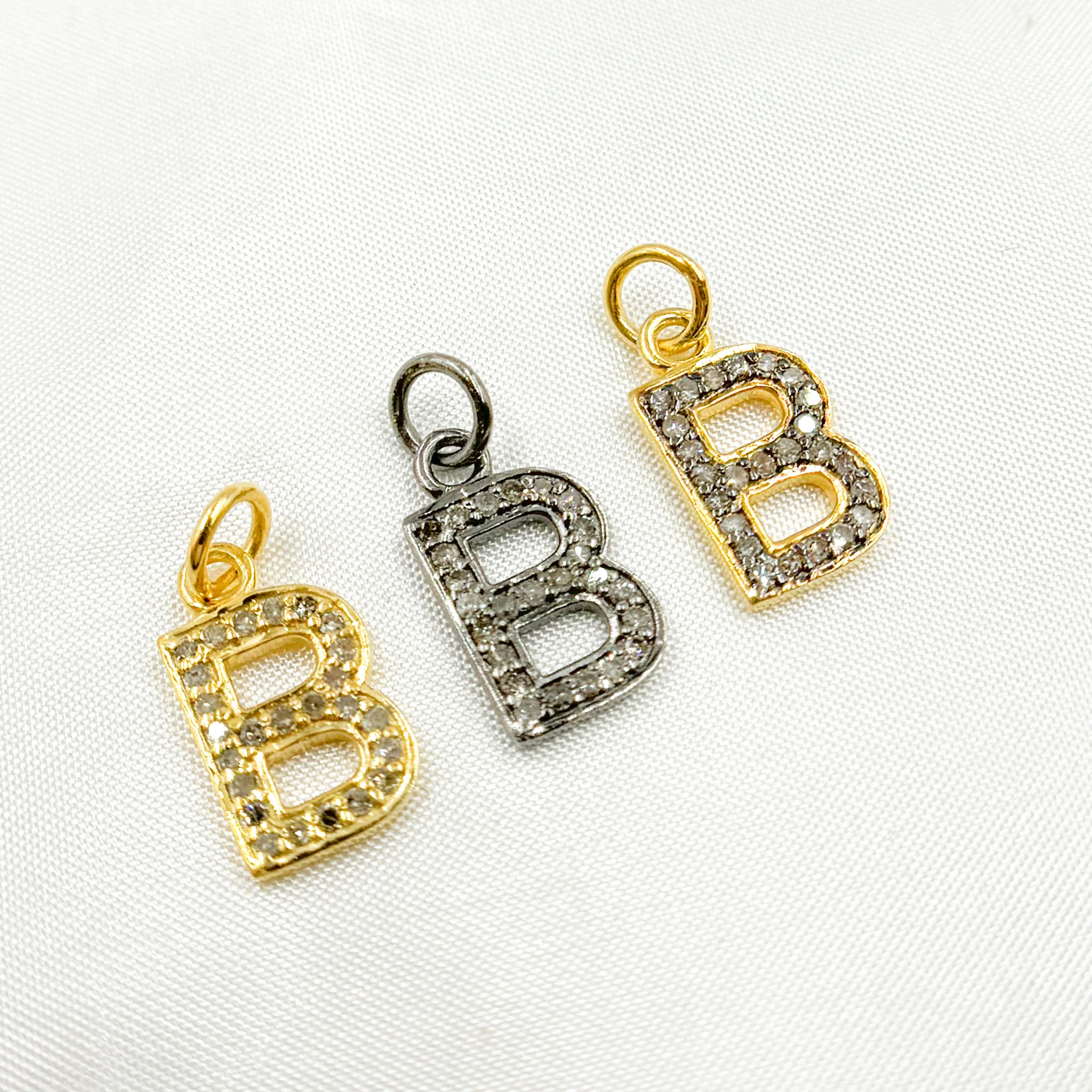 DC176. Diamond Sterling Silver Letter "B" Charm