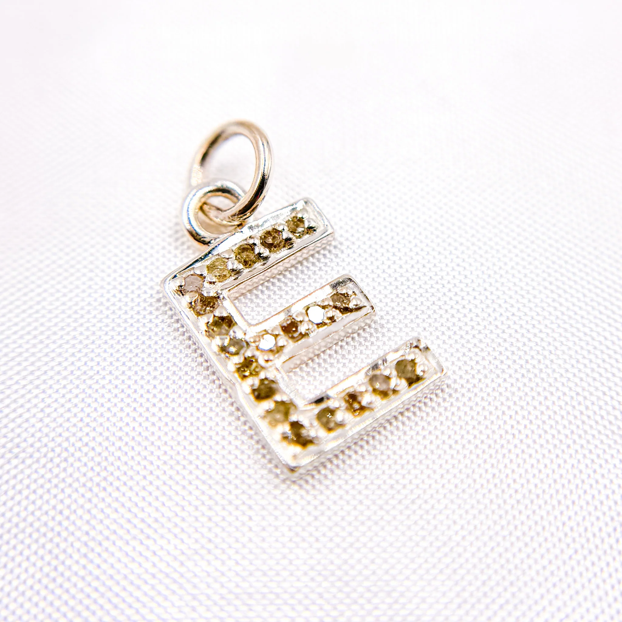 DC178. Diamond Sterling Silver Letter "E" Charm - Image 5