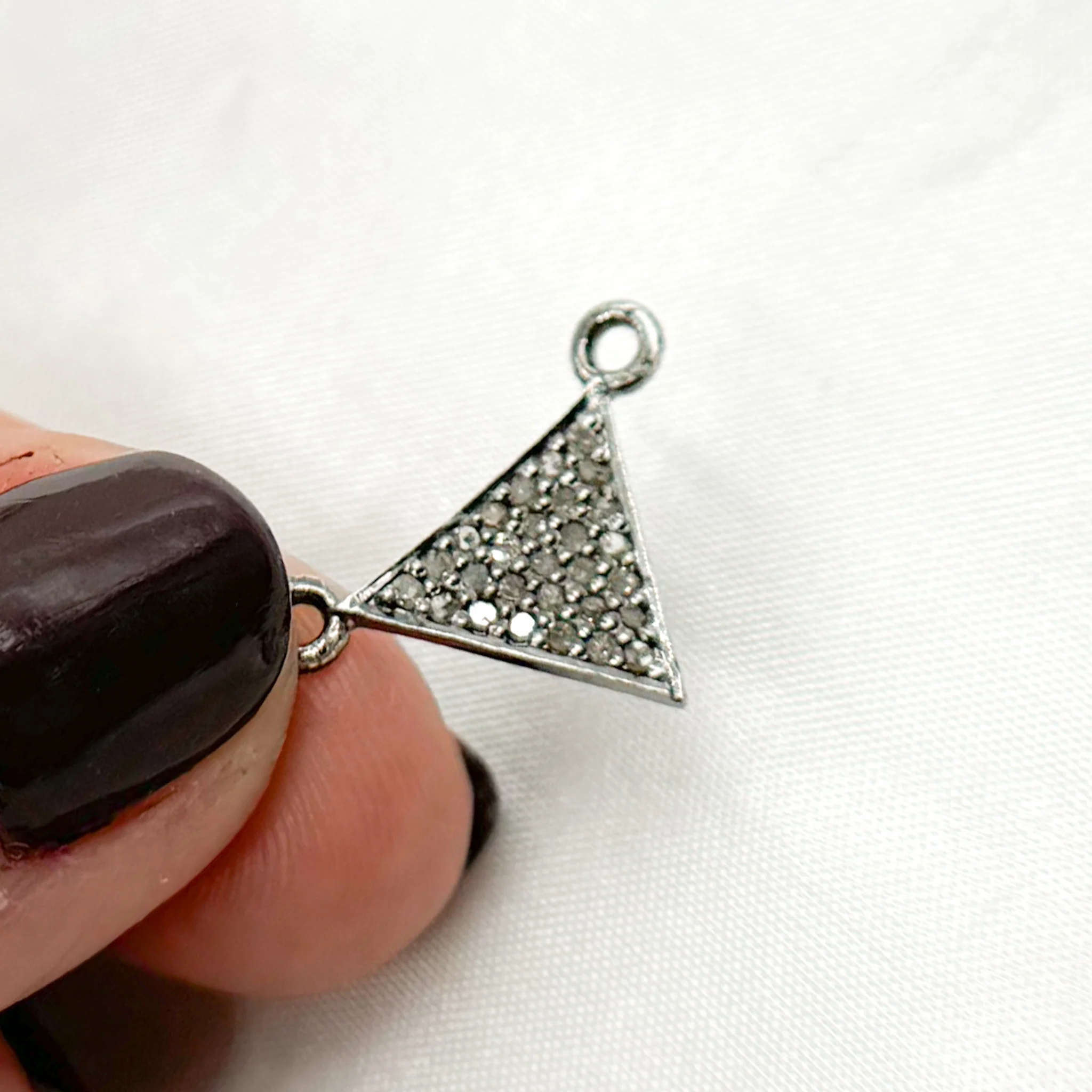 DC262. Diamond Sterling Silver Triangle Connector - Image 4