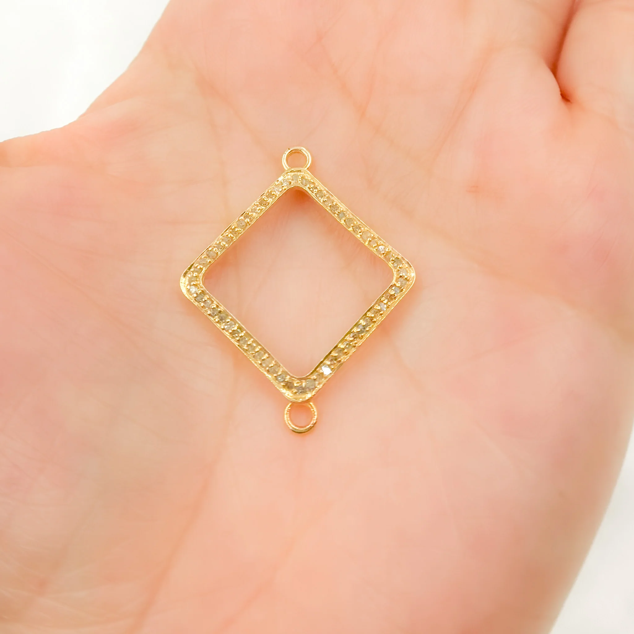 DC264. Diamond Sterling Silver Square Connector - Image 2