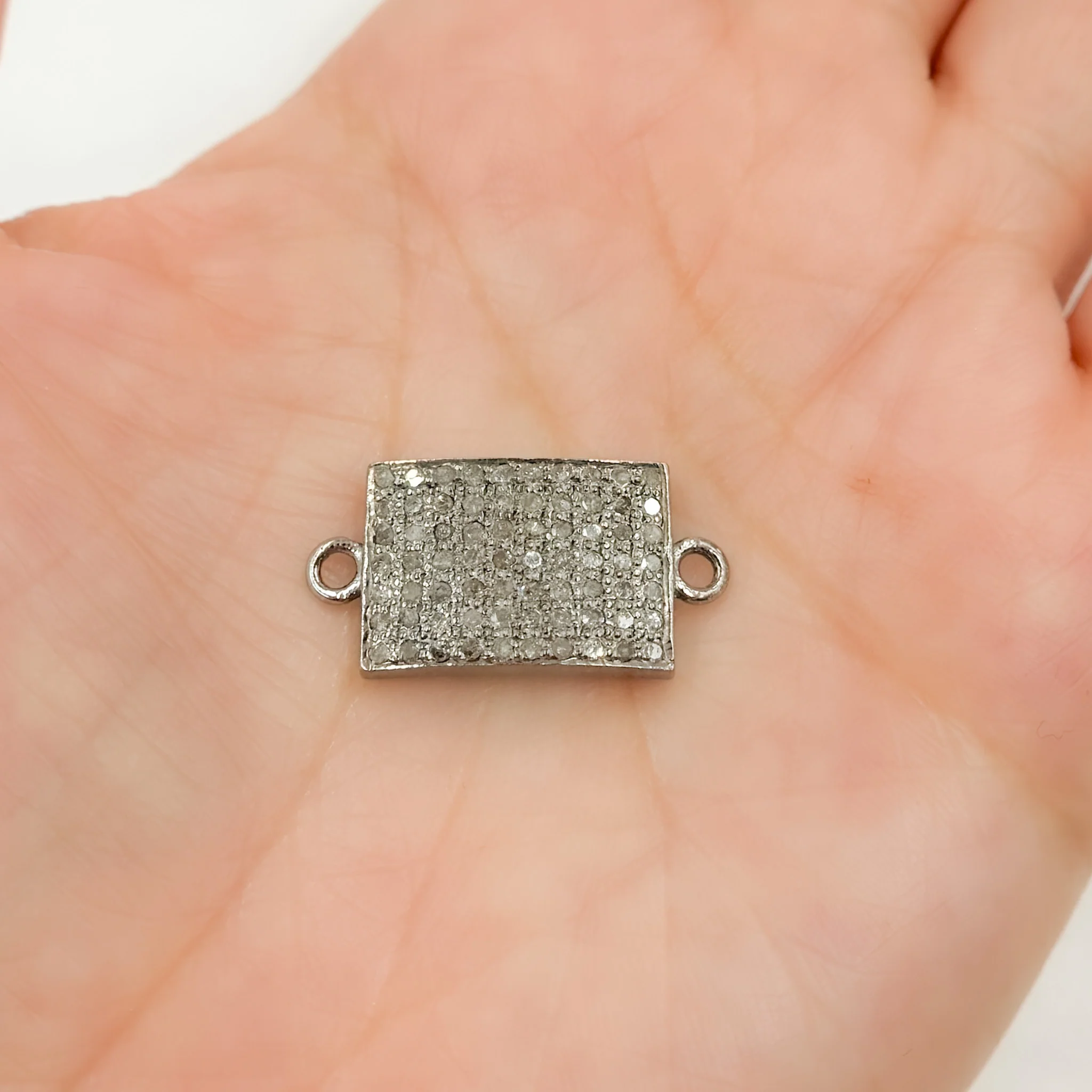 DC280. Diamond Sterling Silver Rectangle Connector - Image 6