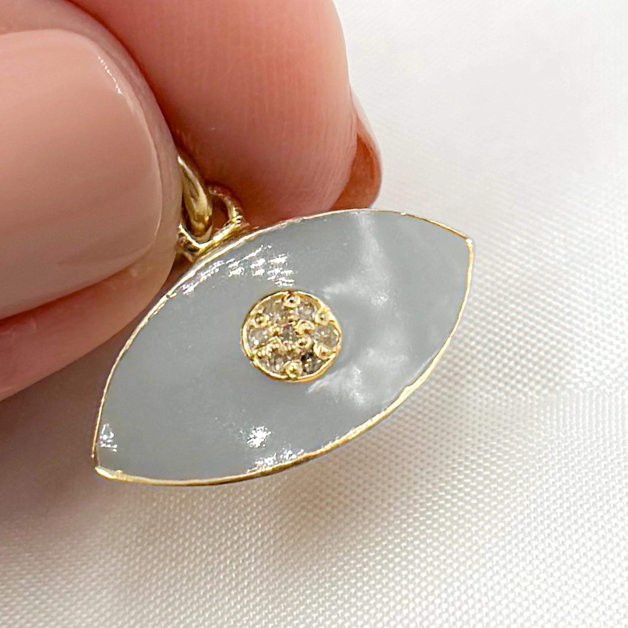 DC339A. Diamond Sterling Silver Eye Enamel Pendant - Image 8