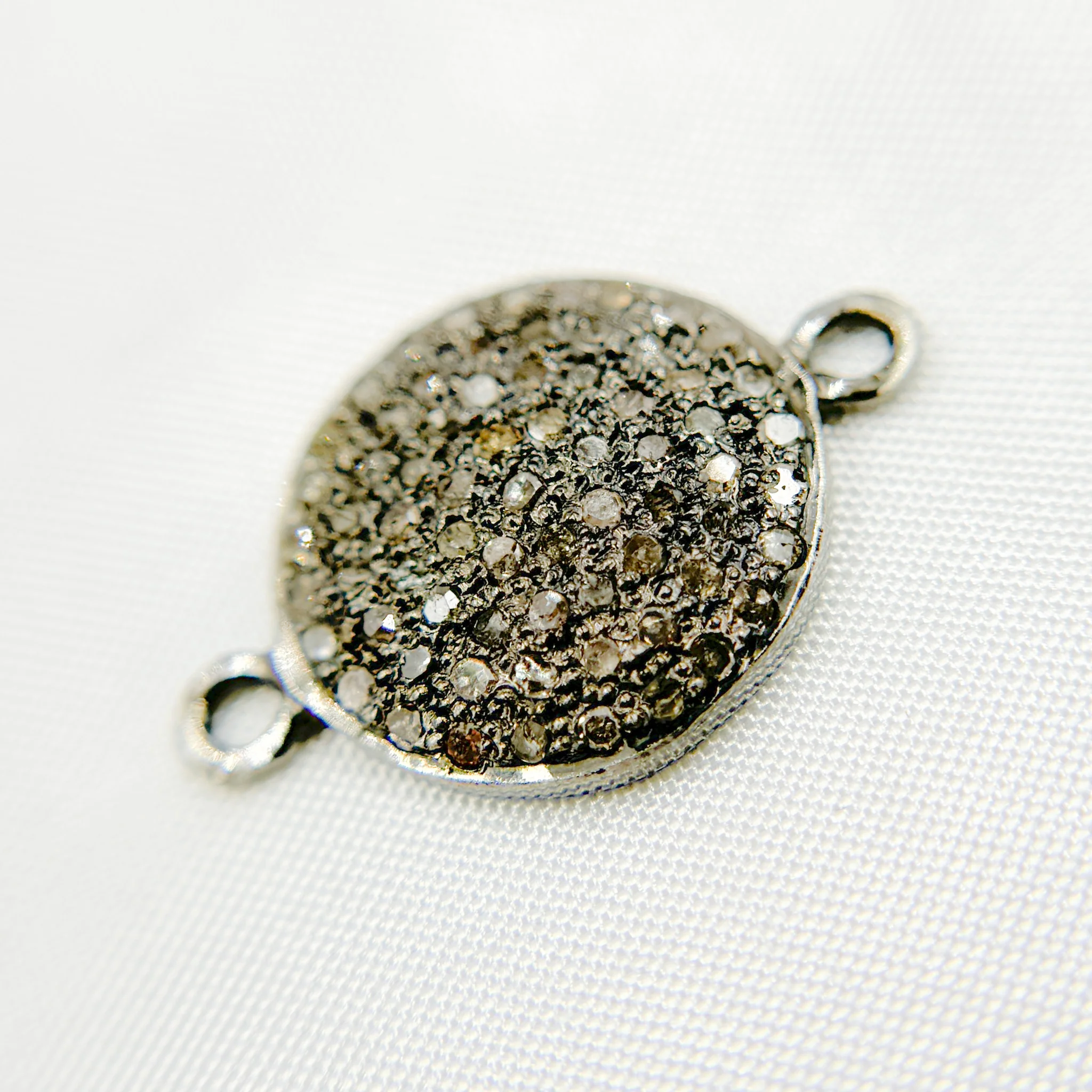 DC384. Diamond Sterling Silver Round Connector - Image 4