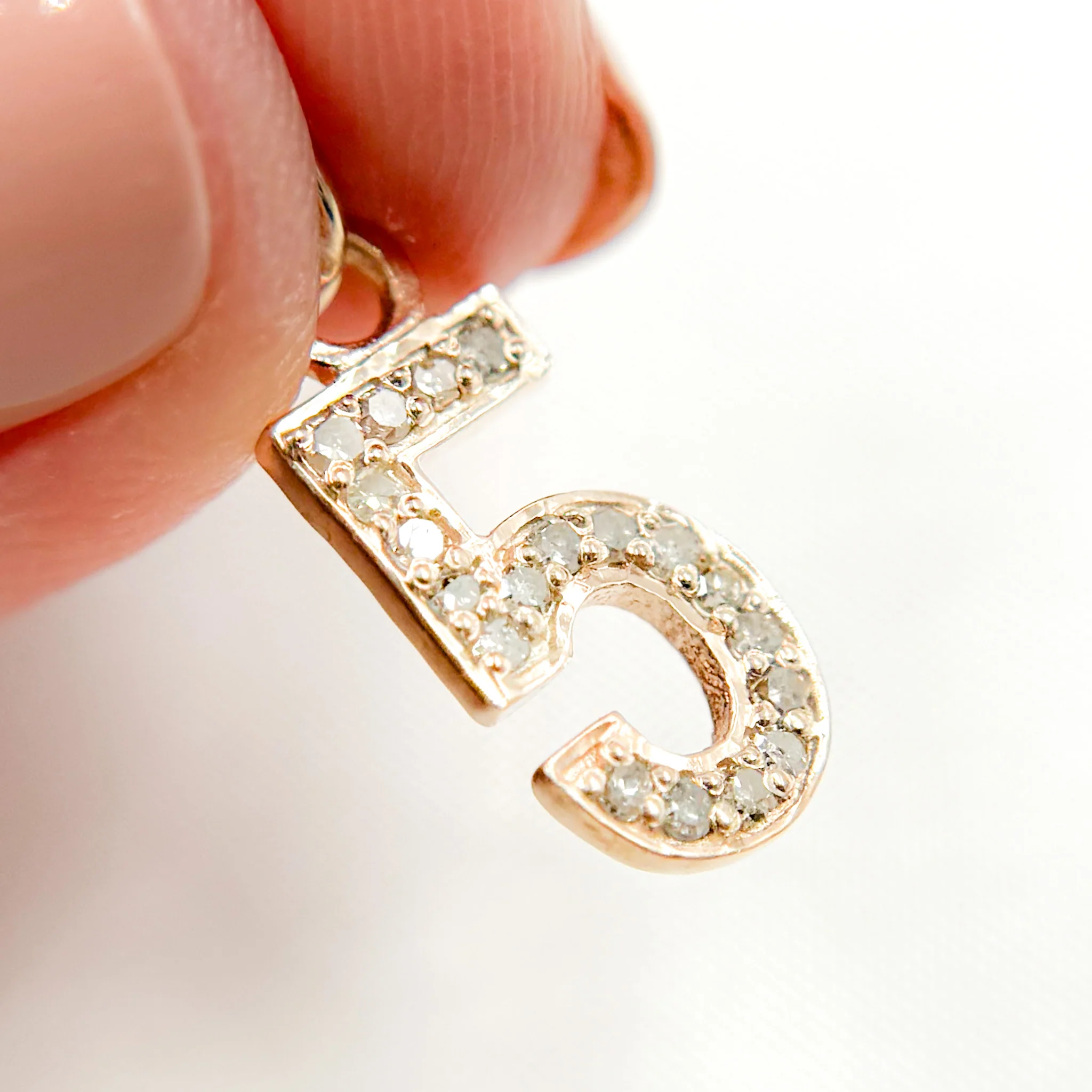 DC504. Diamond Sterling Silver Number "5" Charm - Image 5