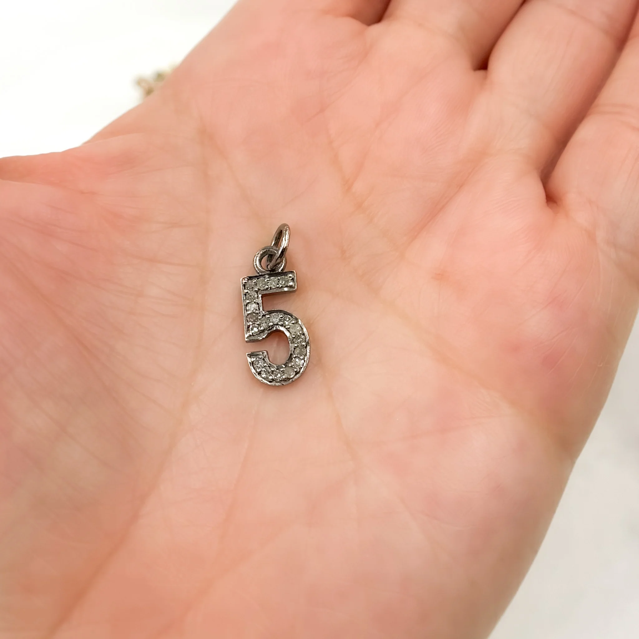 DC504. Diamond Sterling Silver Number "5" Charm - Image 6