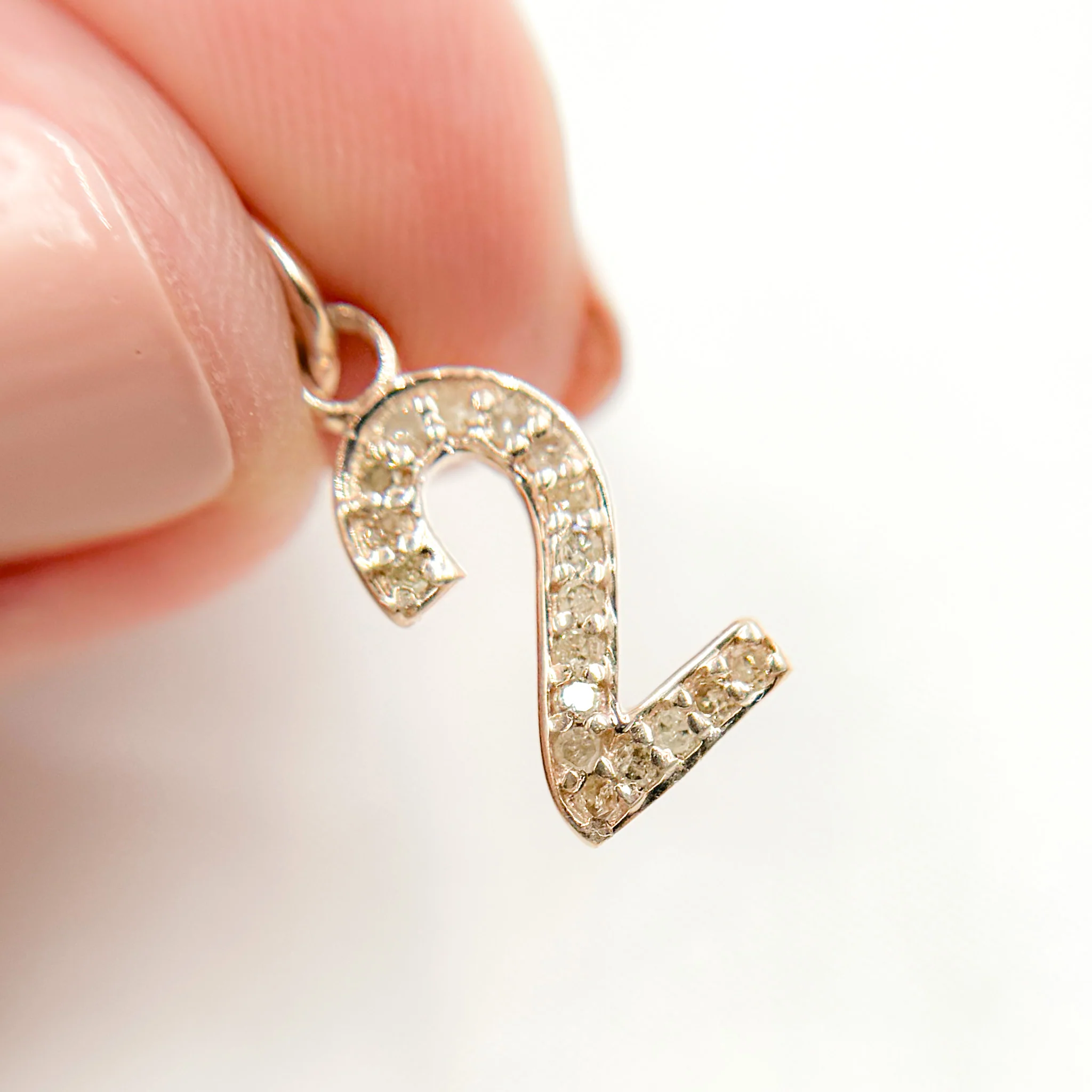 DC509. Diamond Sterling Silver Number "2" Charm - Image 2