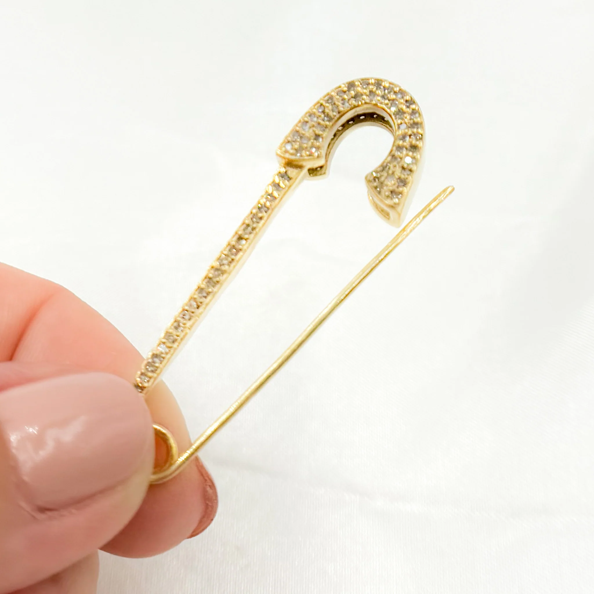 DC528. Diamond Sterling Silver Safety Pin Pendant - Image 2