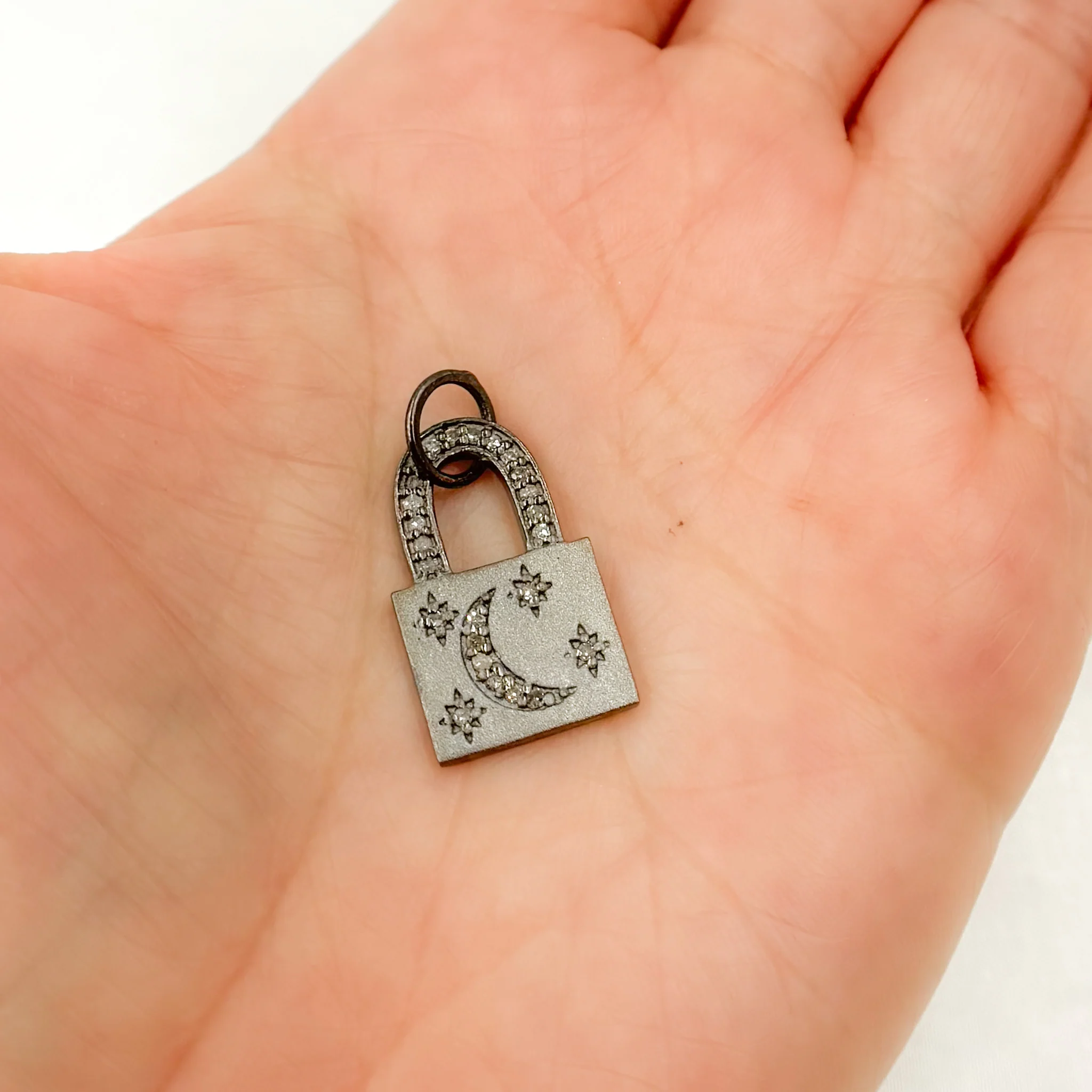 DC529. Diamond Sterling Silver Lock Pendant - Image 2