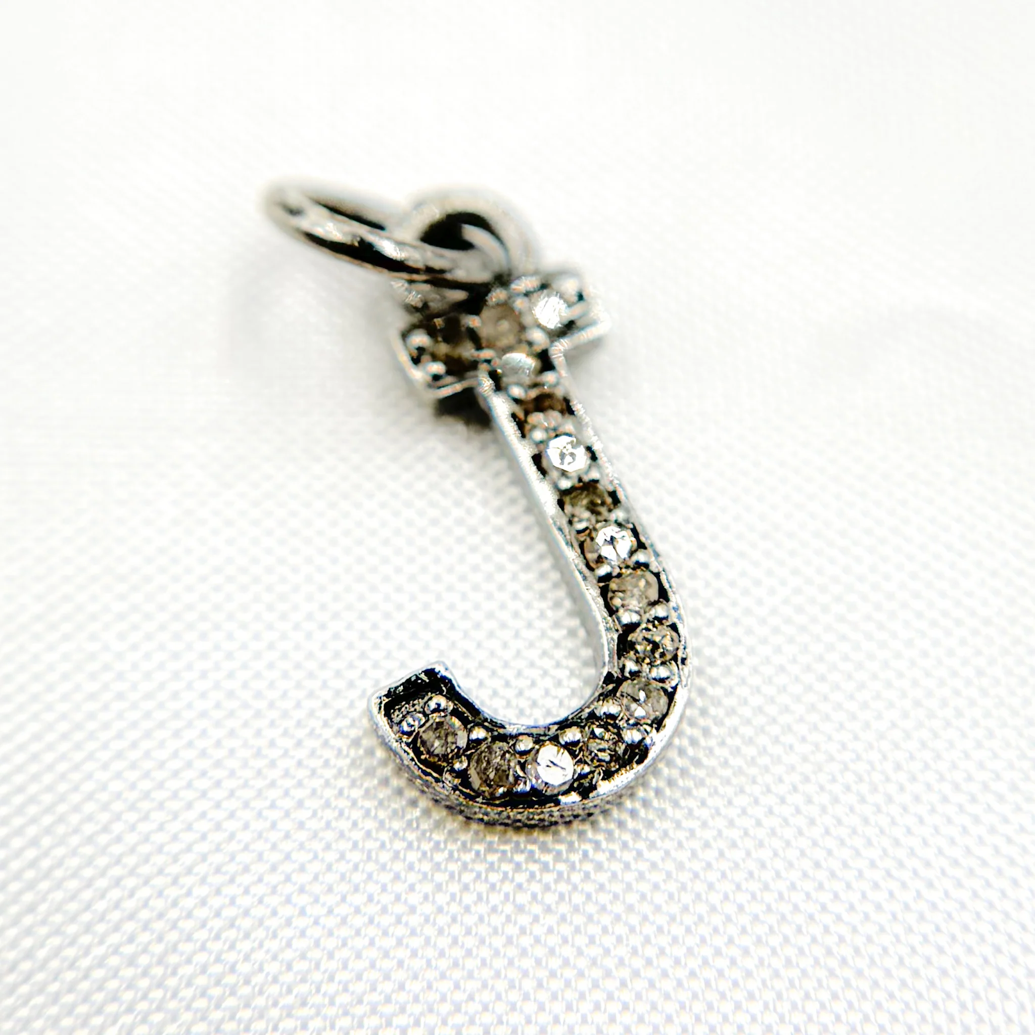 DC557. Diamond Sterling Silver Letter "J" Charm - Image 2
