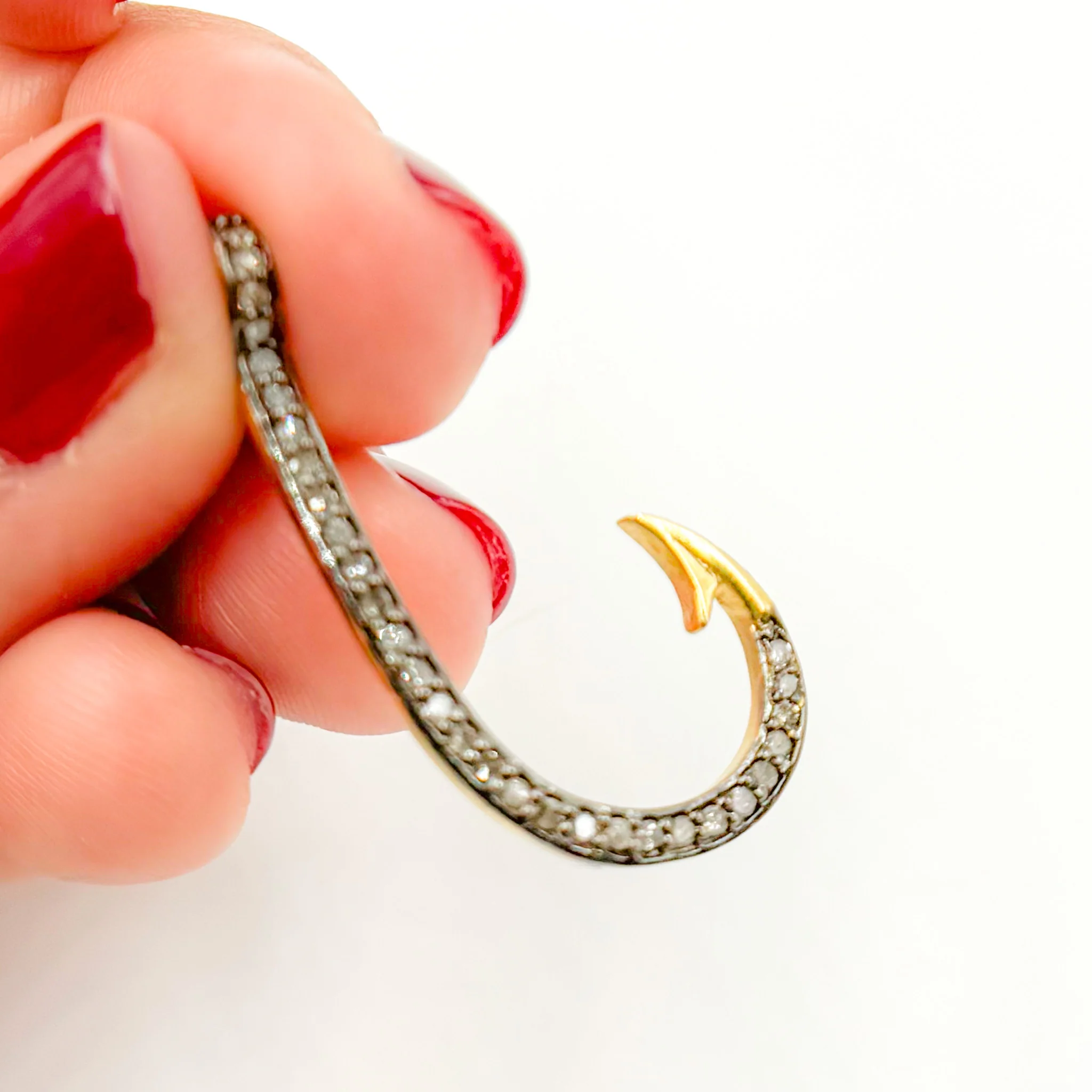 DC561. Diamond Sterling Silver "J" Hook Clasp - Image 5