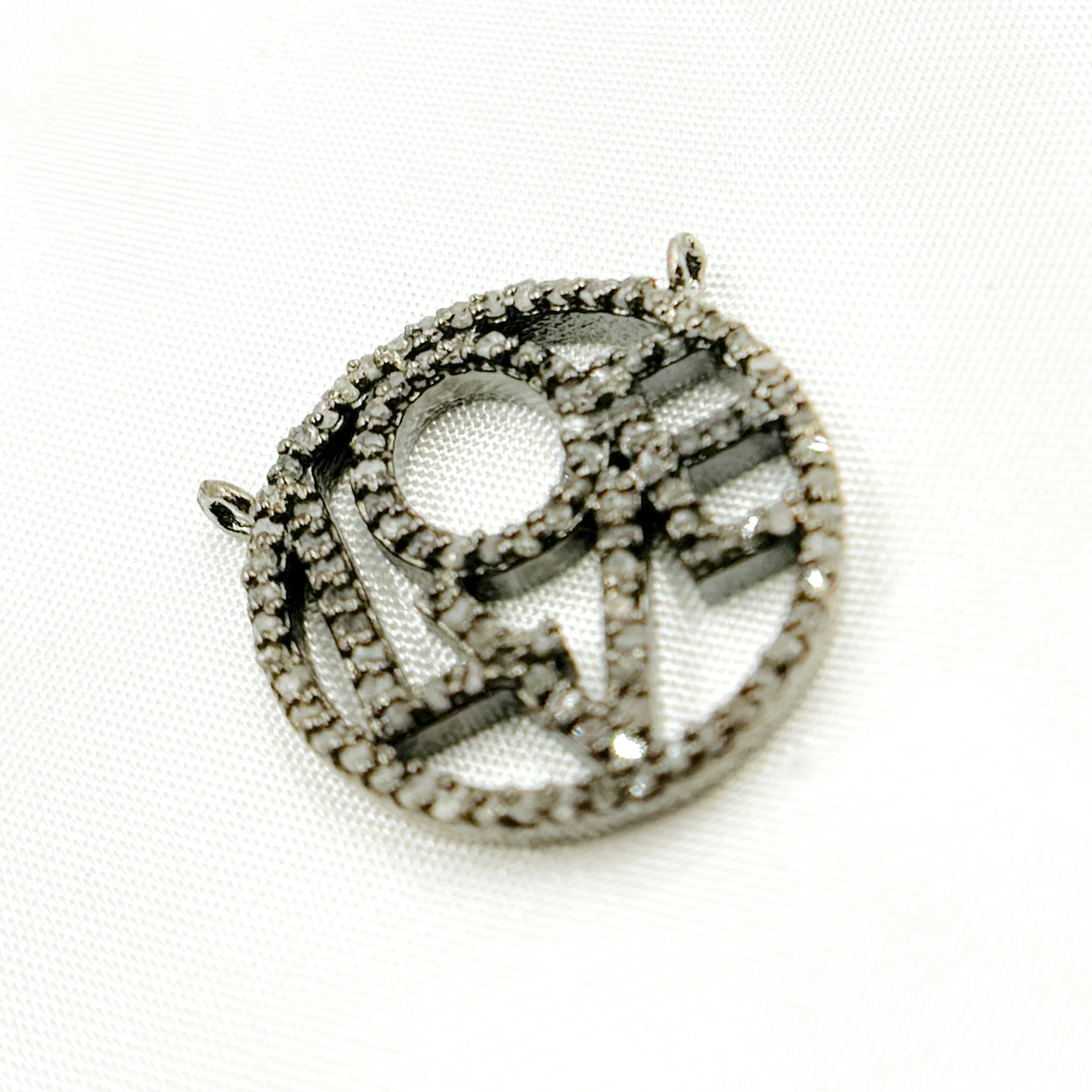 DC585. Diamond Silver Round Love Pendant - Image 2