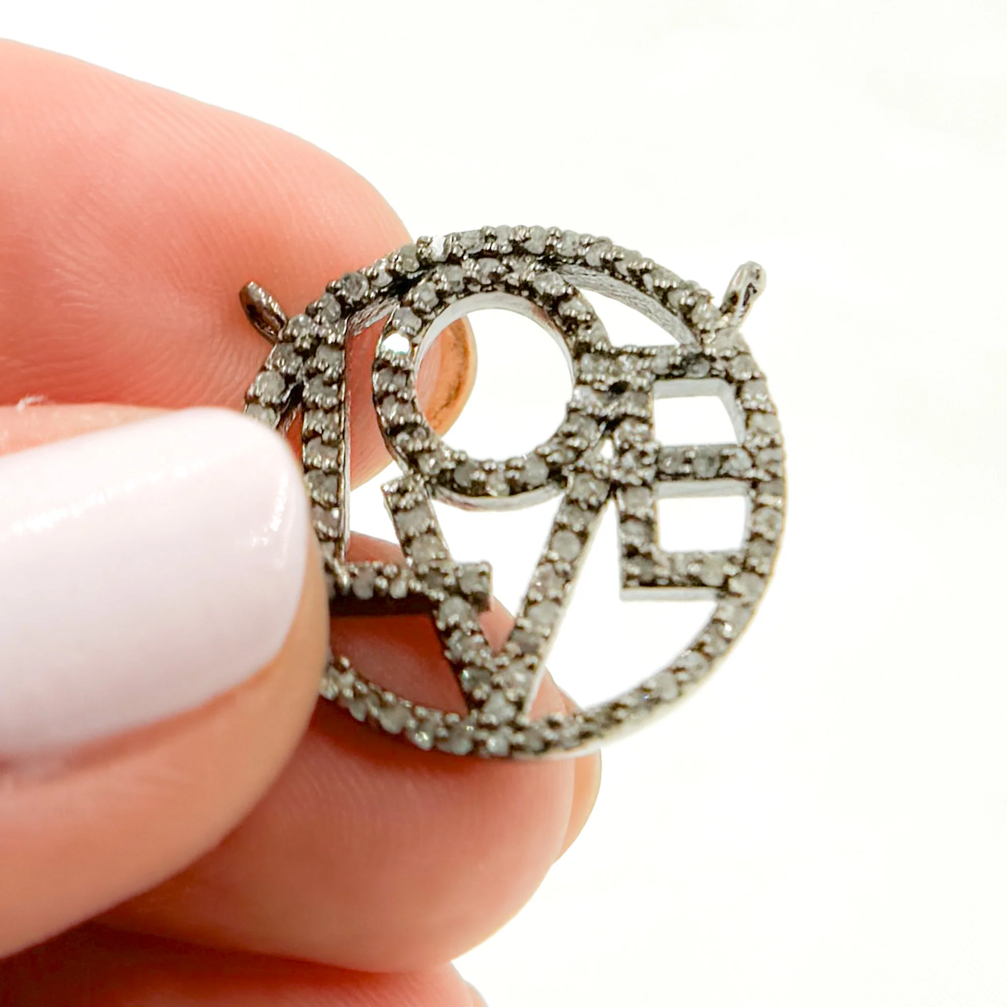 DC585. Diamond Silver Round Love Pendant - Image 5