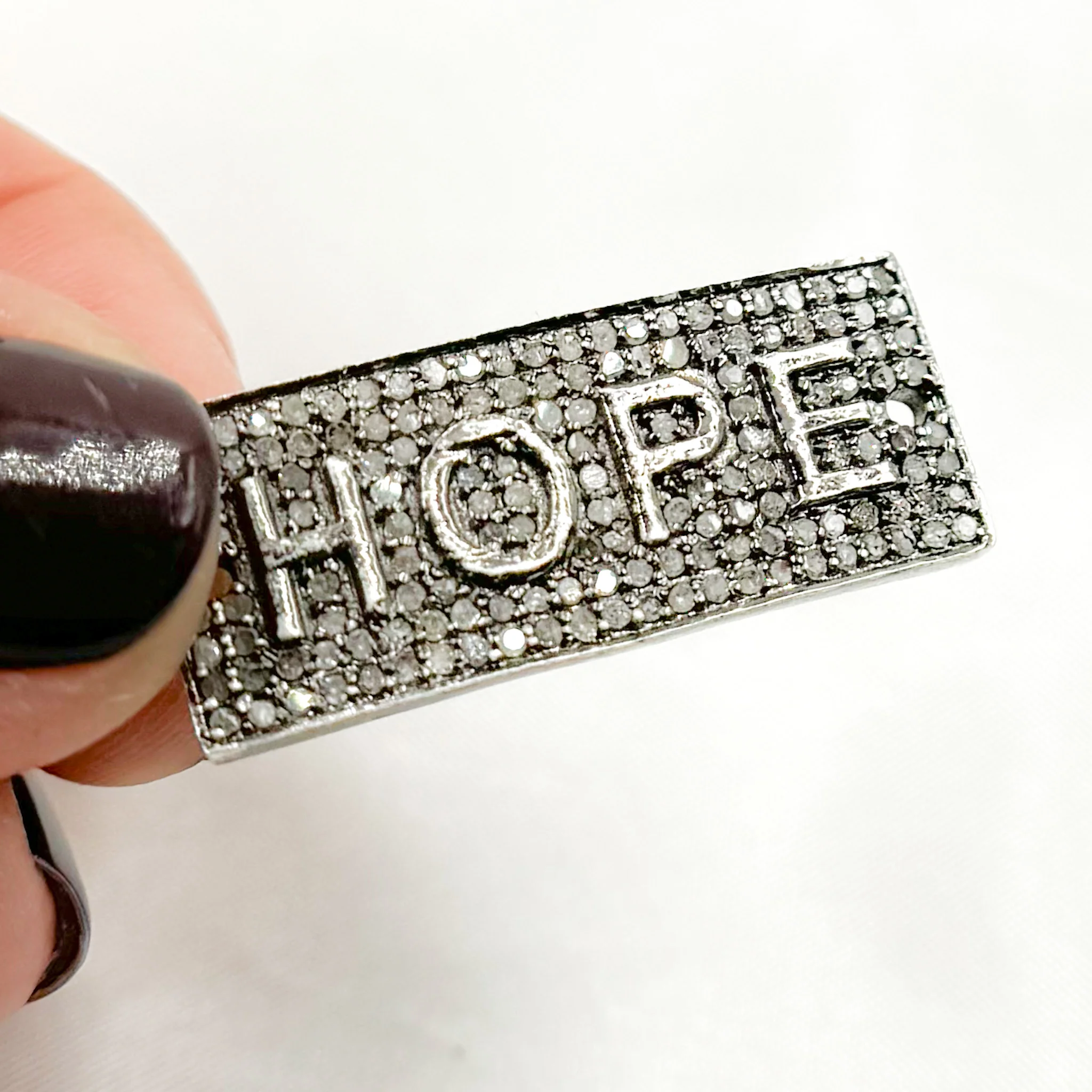 DC586. Diamond Sterling Silver Hope Connector Charm - Image 4